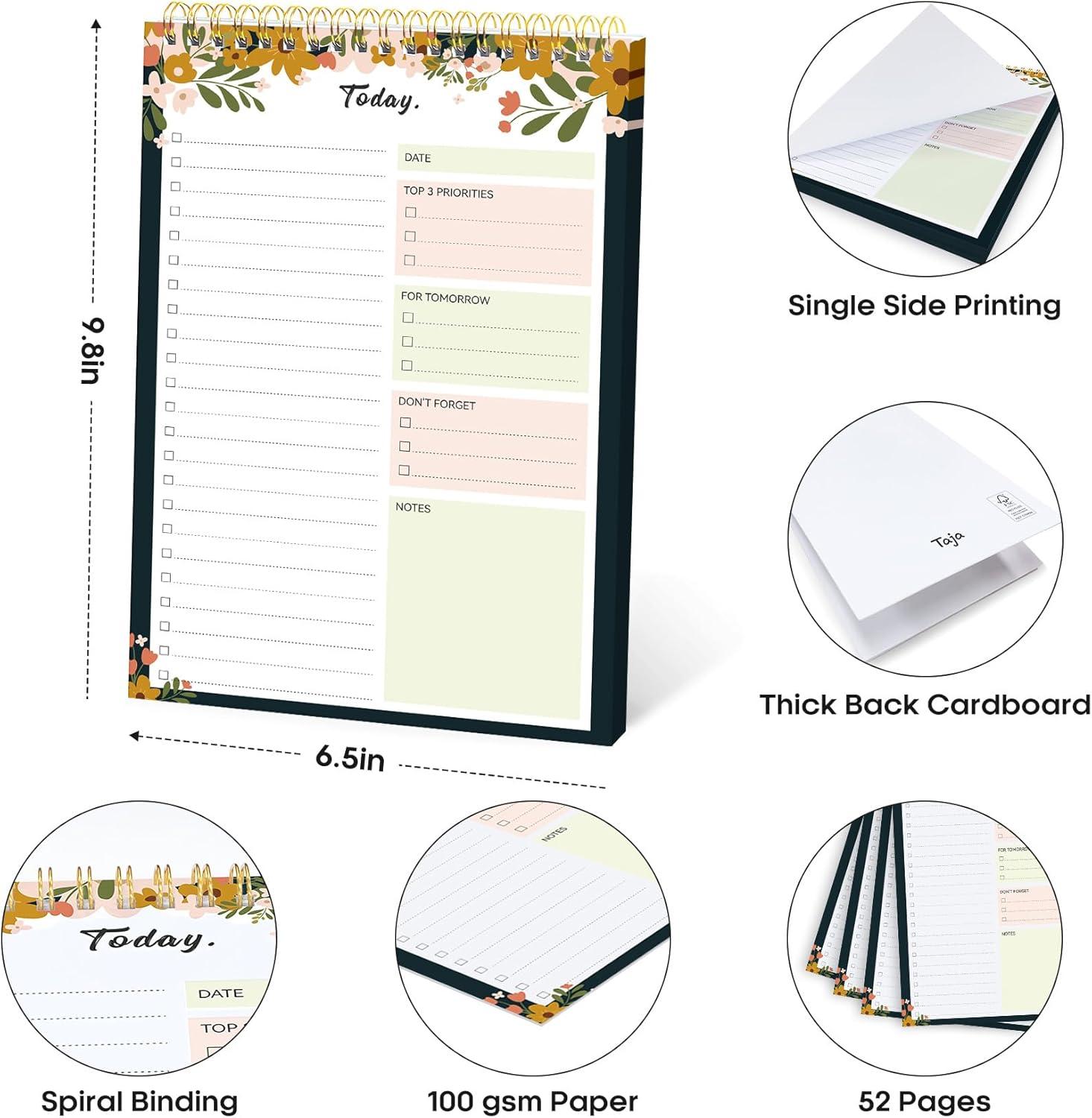 image:imageTaja To Do List Notepad To Do List Notebook for Work with 52 Sheets 98 x 65 Undated Daily Planner Perfect for Daily Tasks and Goal Setting Notepad Suitable for Office Home amp School Greenery SwaygRustic Floral