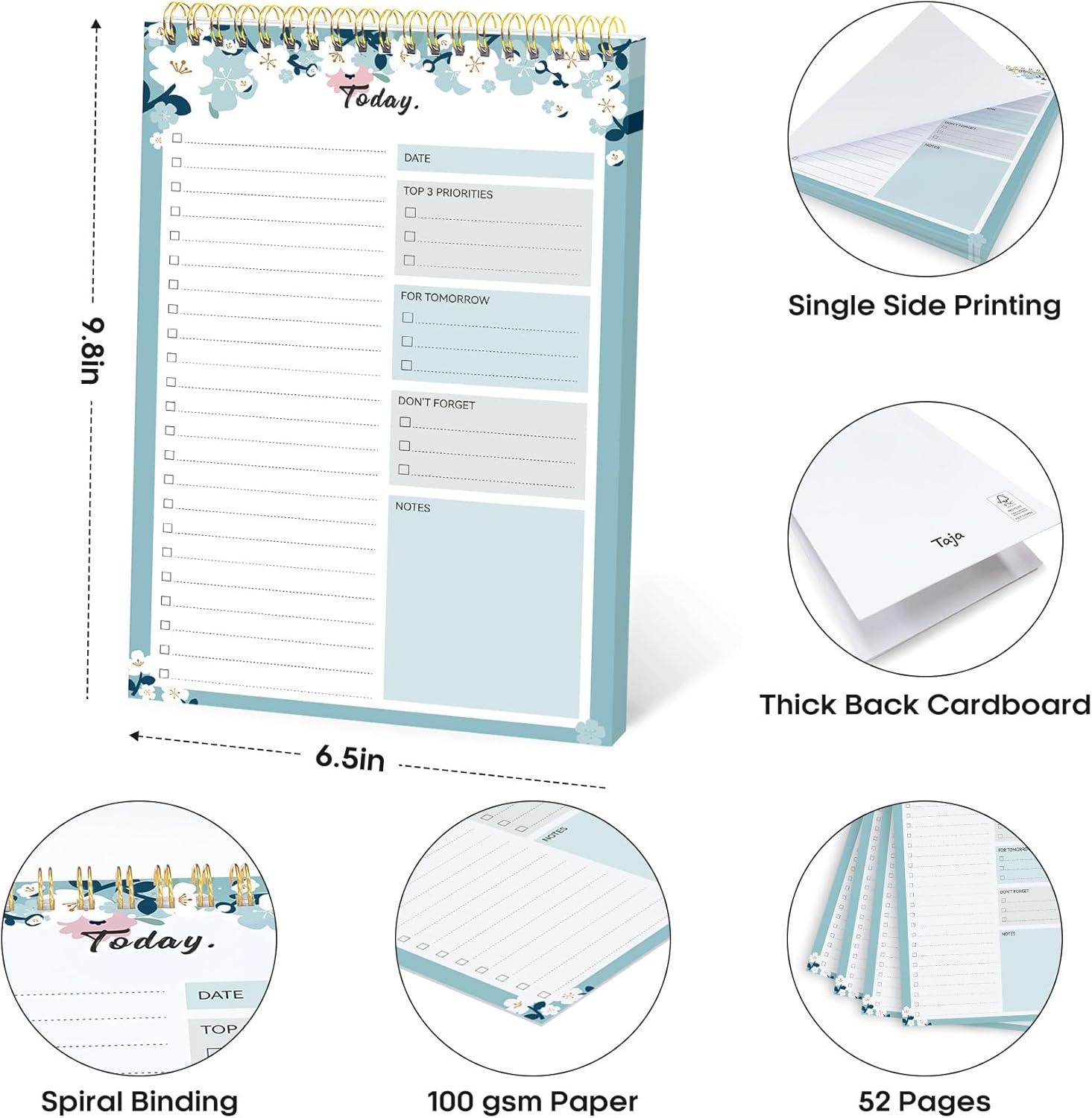image:imageTaja To Do List Notepad To Do List Notebook for Work with 52 Sheets 98 x 65 Undated Daily Planner Perfect for Daily Tasks and Goal Setting Notepad Suitable for Office Home amp School Greenery SwayhBlue Breeze