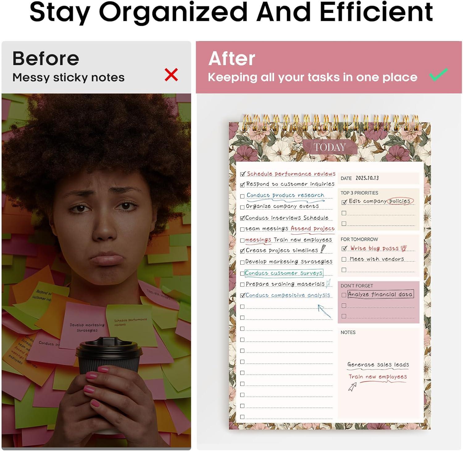 image:imageTaja To Do List Notepad To Do List Notebook for Work with 52 Sheets 98 x 65 Undated Daily Planner Perfect for Daily Tasks and Goal Setting Notepad Suitable for Office Home amp School Greenery SwayqMauve Muse