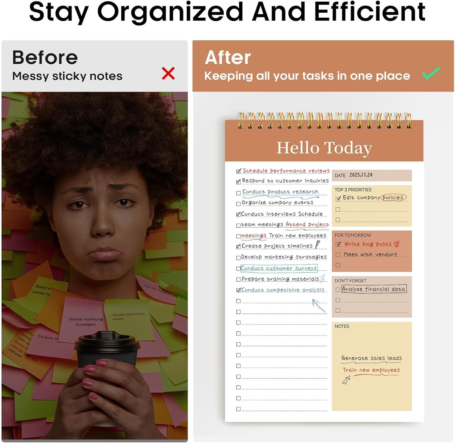 image:imageTaja To Do List Notepad To Do List Notebook for Work with 52 Sheets 98 x 65 Undated Daily Planner Perfect for Daily Tasks and Goal Setting Notepad Suitable for Office Home amp School Greenery SwayzBrown