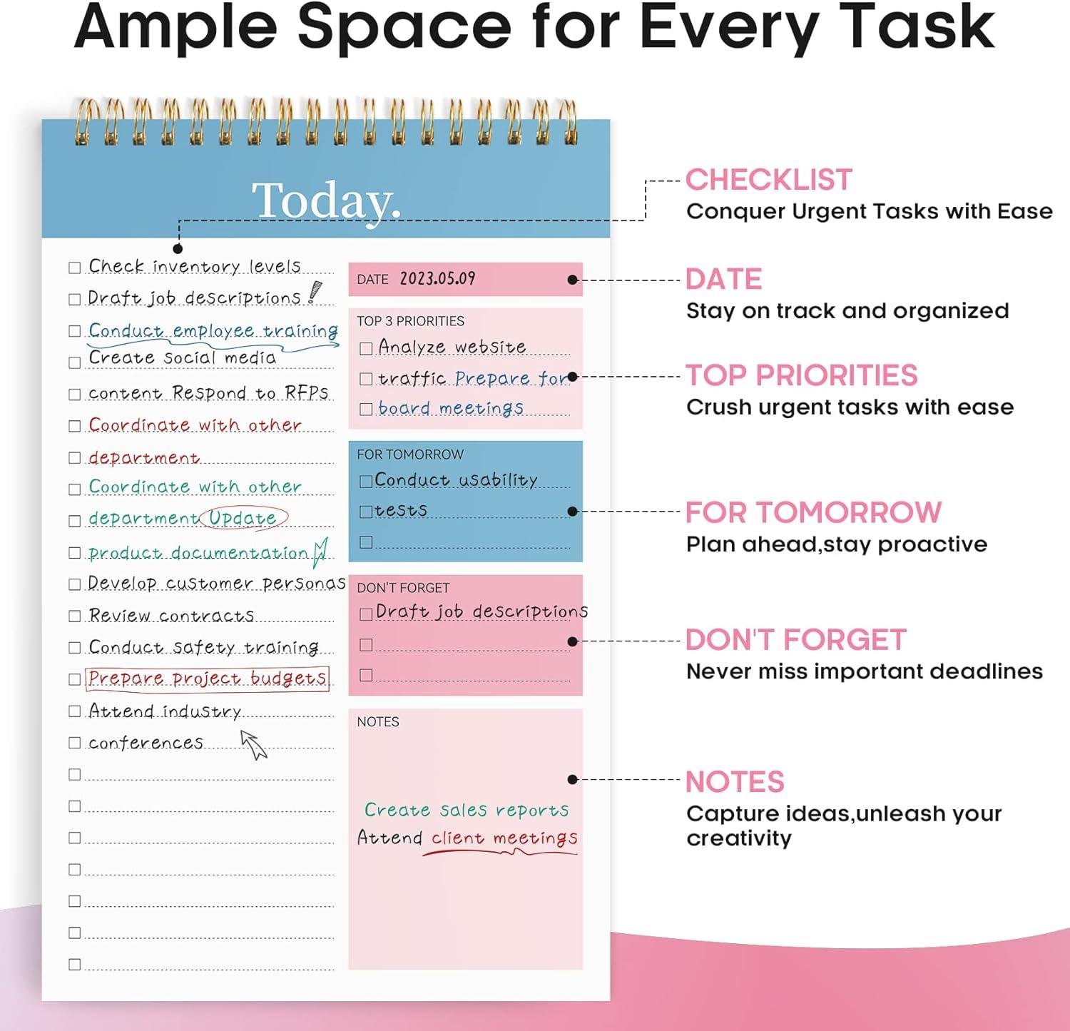 image:imageTaja To Do List Notepad To Do List Notebook for Work with 52 Sheets 98 x 65 Undated Daily Planner Perfect for Daily Tasks and Goal Setting Notepad Suitable for Office Home amp School Greenery SwaycEarly Dawn