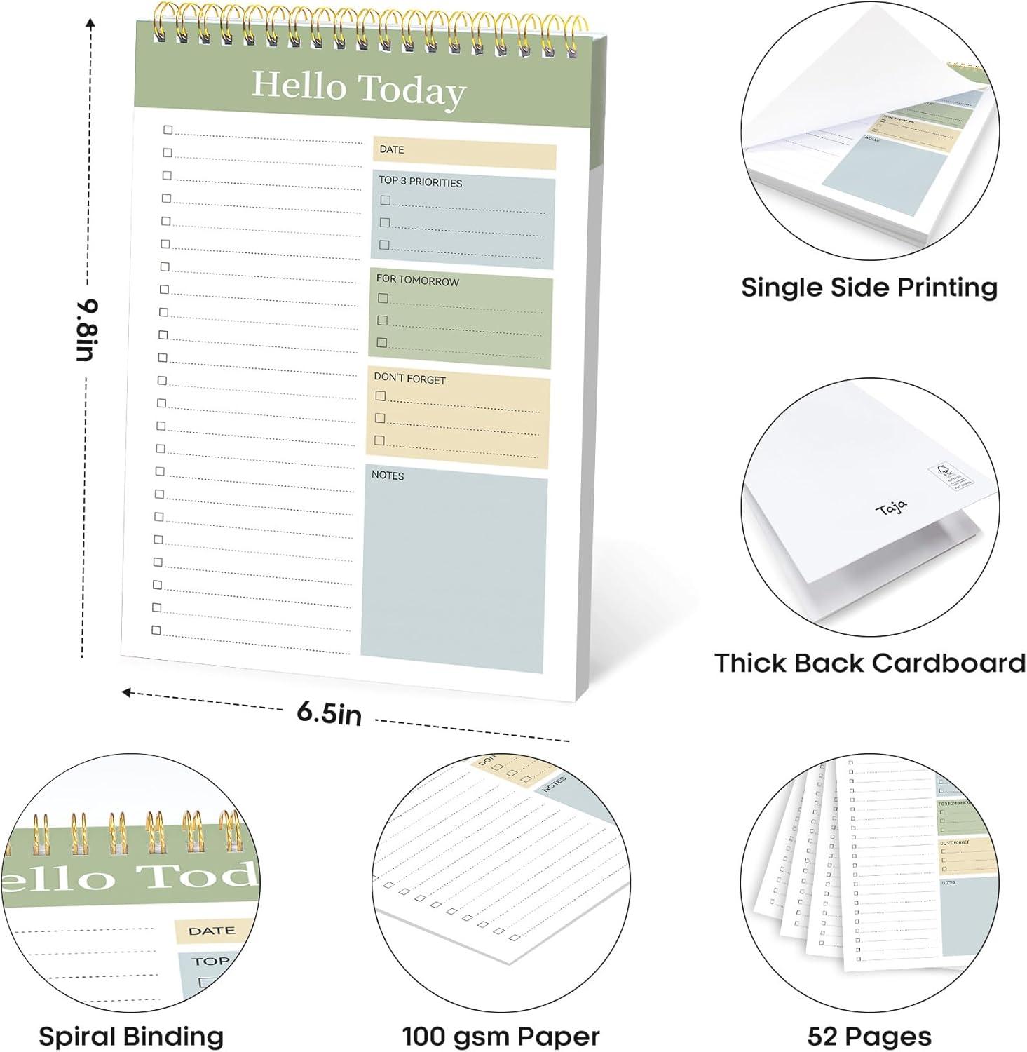 image:imageTaja To Do List Notepad To Do List Notebook for Work with 52 Sheets 98 x 65 Undated Daily Planner Perfect for Daily Tasks and Goal Setting Notepad Suitable for Office Home amp School Greenery SwayvGreen