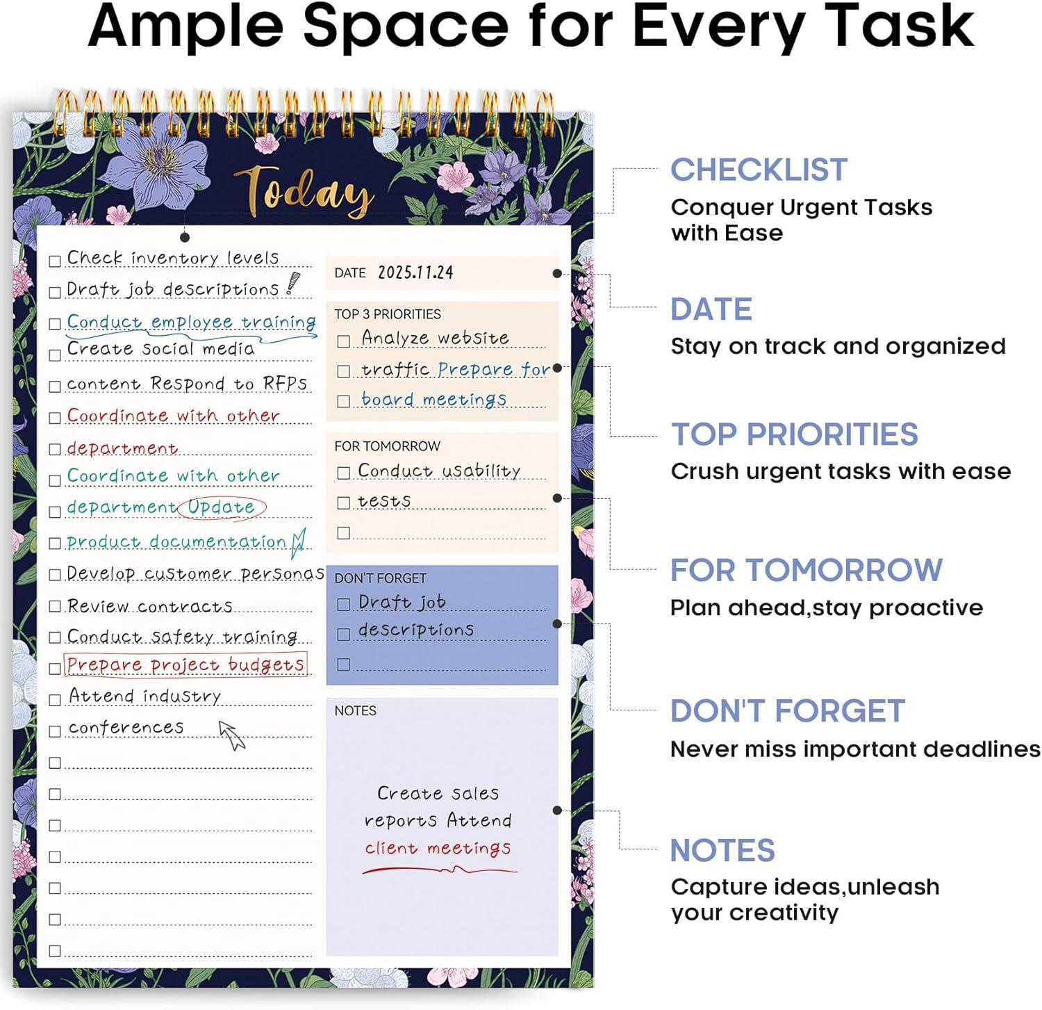 image:imageTaja To Do List Notepad To Do List Notebook for Work with 52 Sheets 98 x 65 Undated Daily Planner Perfect for Daily Tasks and Goal Setting Notepad Suitable for Office Home amp School Greenery SwayxBlue Meadow