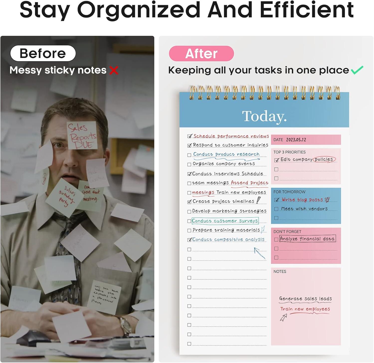image:imageTaja To Do List Notepad To Do List Notebook for Work with 52 Sheets 98 x 65 Undated Daily Planner Perfect for Daily Tasks and Goal Setting Notepad Suitable for Office Home amp School Greenery SwaycEarly Dawn