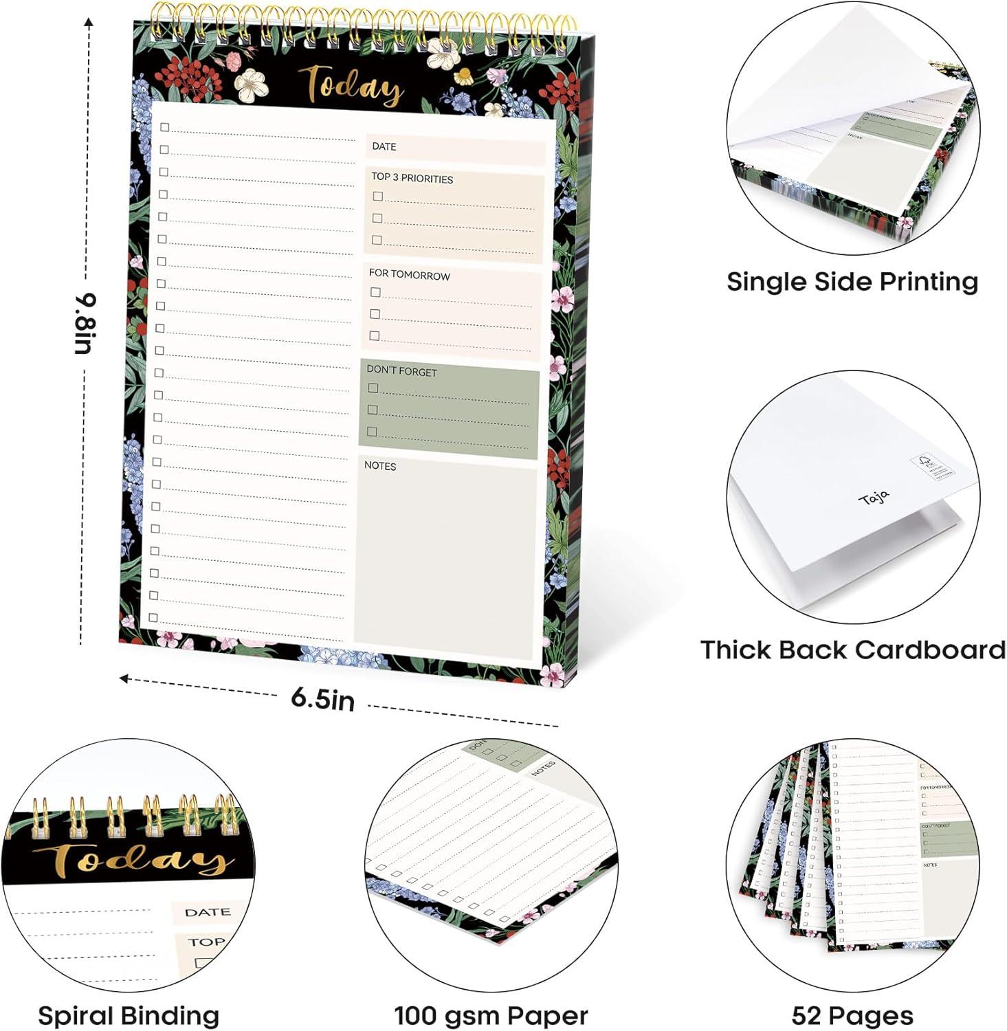 image:imageTaja To Do List Notepad To Do List Notebook for Work with 52 Sheets 98 x 65 Undated Daily Planner Perfect for Daily Tasks and Goal Setting Notepad Suitable for Office Home amp School Greenery SwayzForest Bloom