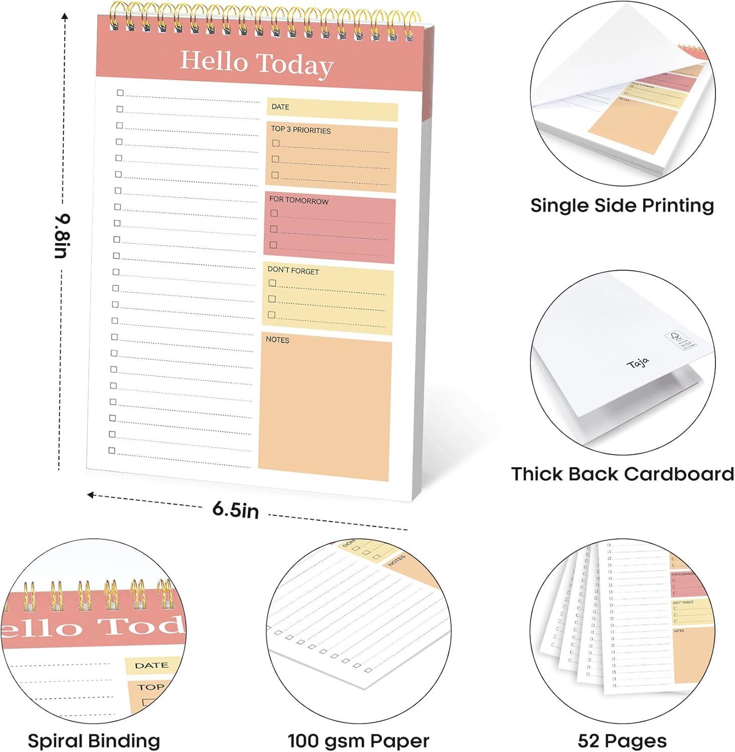 image:imageTaja To Do List Notepad To Do List Notebook for Work with 52 Sheets 98 x 65 Undated Daily Planner Perfect for Daily Tasks and Goal Setting Notepad Suitable for Office Home amp School Greenery SwayzPink