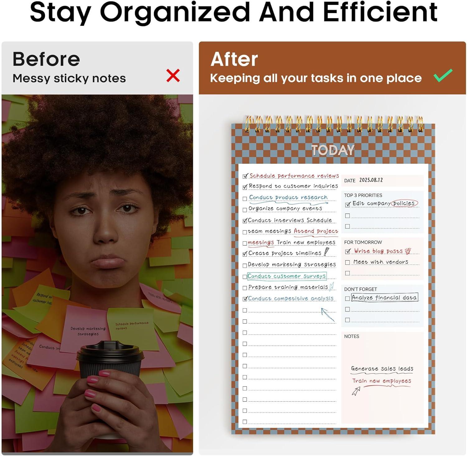 image:imageTaja To Do List Notepad To Do List Notebook for Work with 52 Sheets 98 x 65 Undated Daily Planner Perfect for Daily Tasks and Goal Setting Notepad Suitable for Office Home amp School Greenery SwayzEarth Checkered