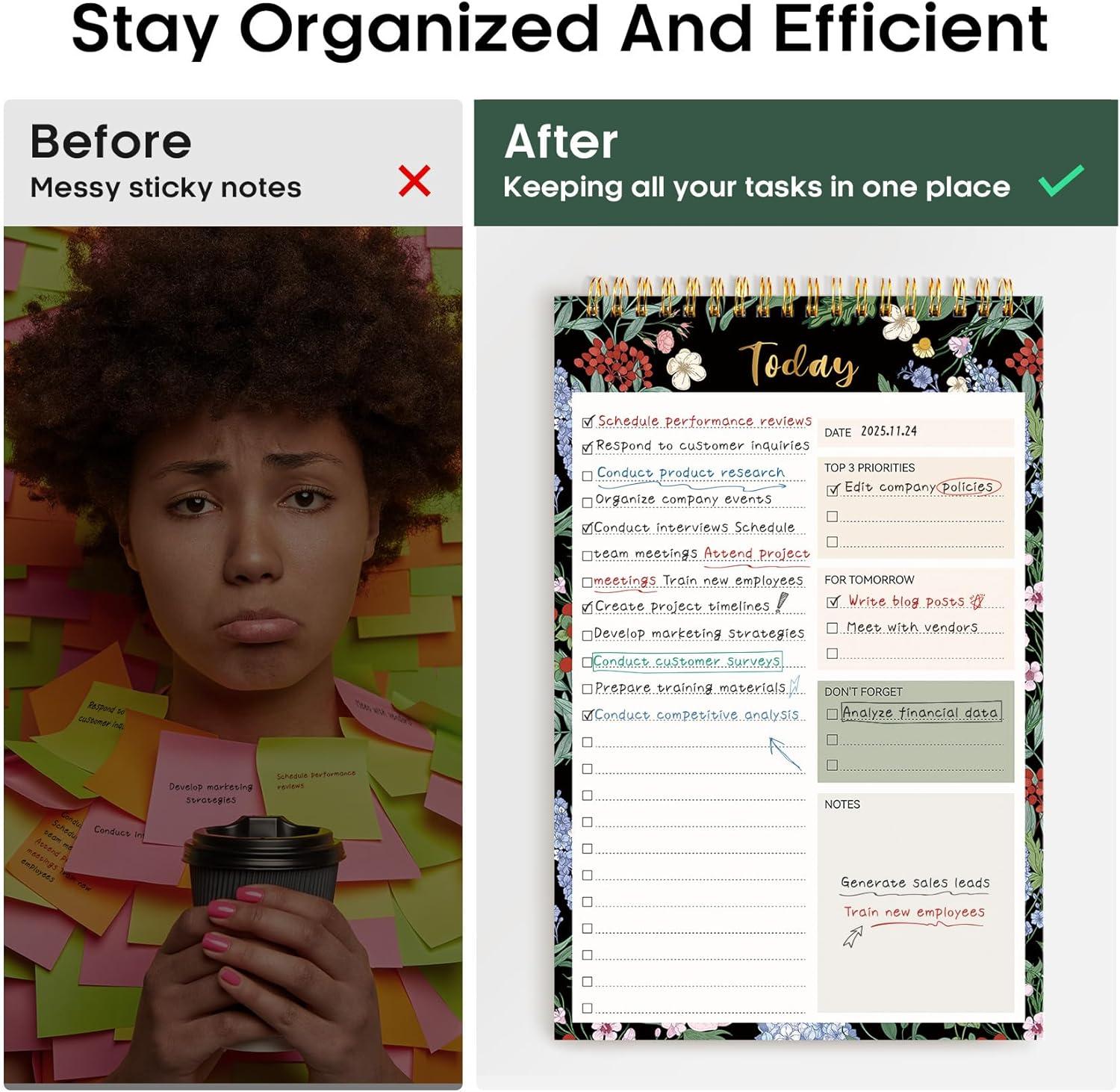 image:imageTaja To Do List Notepad To Do List Notebook for Work with 52 Sheets 98 x 65 Undated Daily Planner Perfect for Daily Tasks and Goal Setting Notepad Suitable for Office Home amp School Greenery SwayzForest Bloom