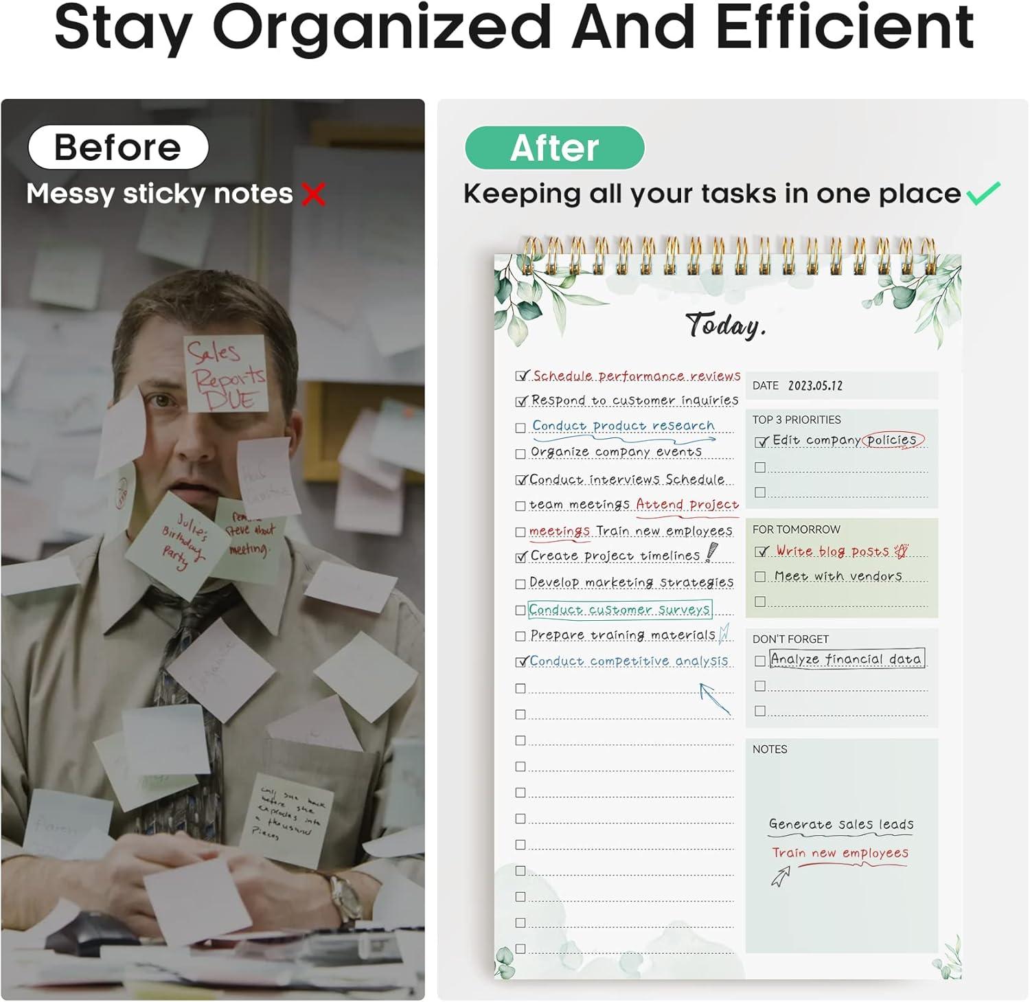image:imageTaja To Do List Notepad To Do List Notebook for Work with 52 Sheets 98 x 65 Undated Daily Planner Perfect for Daily Tasks and Goal Setting Notepad Suitable for Office Home amp School Greenery SwaydNature
