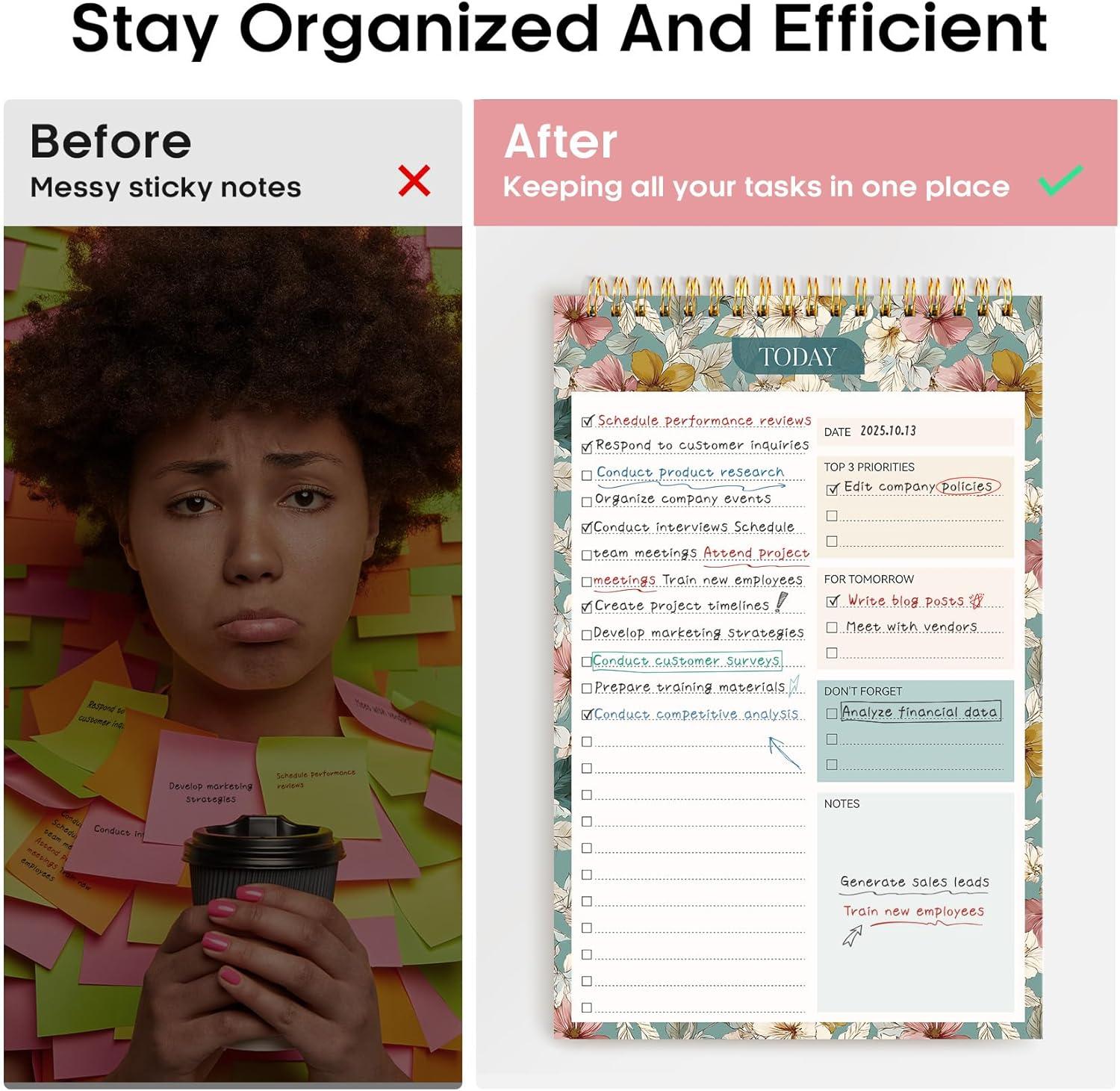 image:imageTaja To Do List Notepad To Do List Notebook for Work with 52 Sheets 98 x 65 Undated Daily Planner Perfect for Daily Tasks and Goal Setting Notepad Suitable for Office Home amp School Greenery SwaynTeal Petals