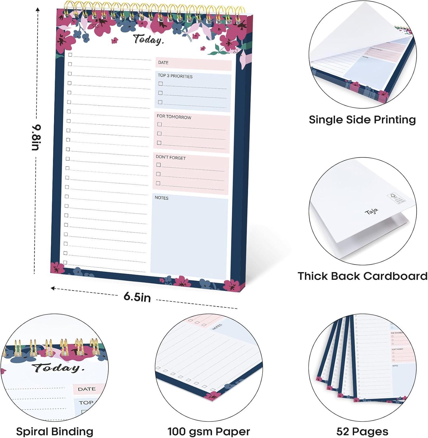 image:imageTaja To Do List Notepad To Do List Notebook for Work with 52 Sheets 98 x 65 Undated Daily Planner Perfect for Daily Tasks and Goal Setting Notepad Suitable for Office Home amp School Greenery SwayiTwilight Petals