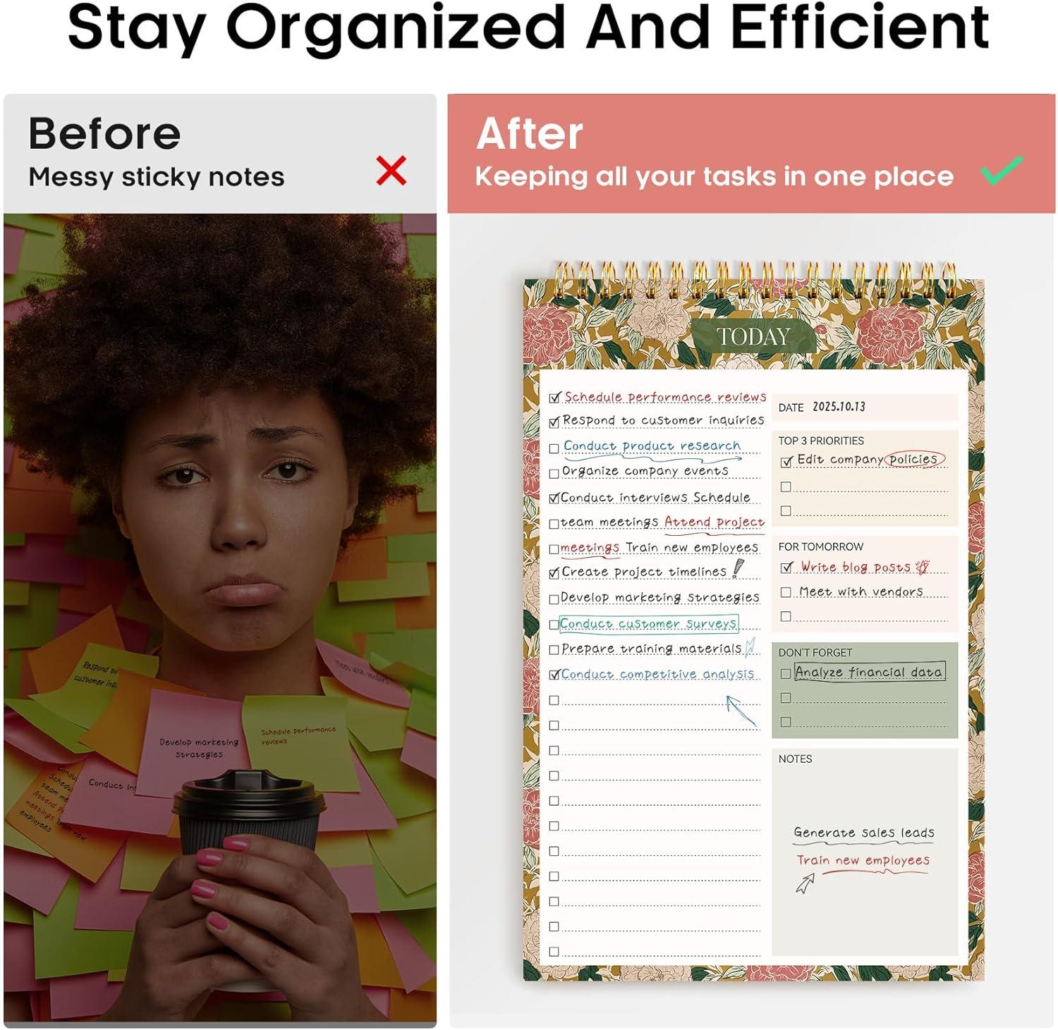 image:imageTaja To Do List Notepad To Do List Notebook for Work with 52 Sheets 98 x 65 Undated Daily Planner Perfect for Daily Tasks and Goal Setting Notepad Suitable for Office Home amp School Greenery SwaypOlive Grove
