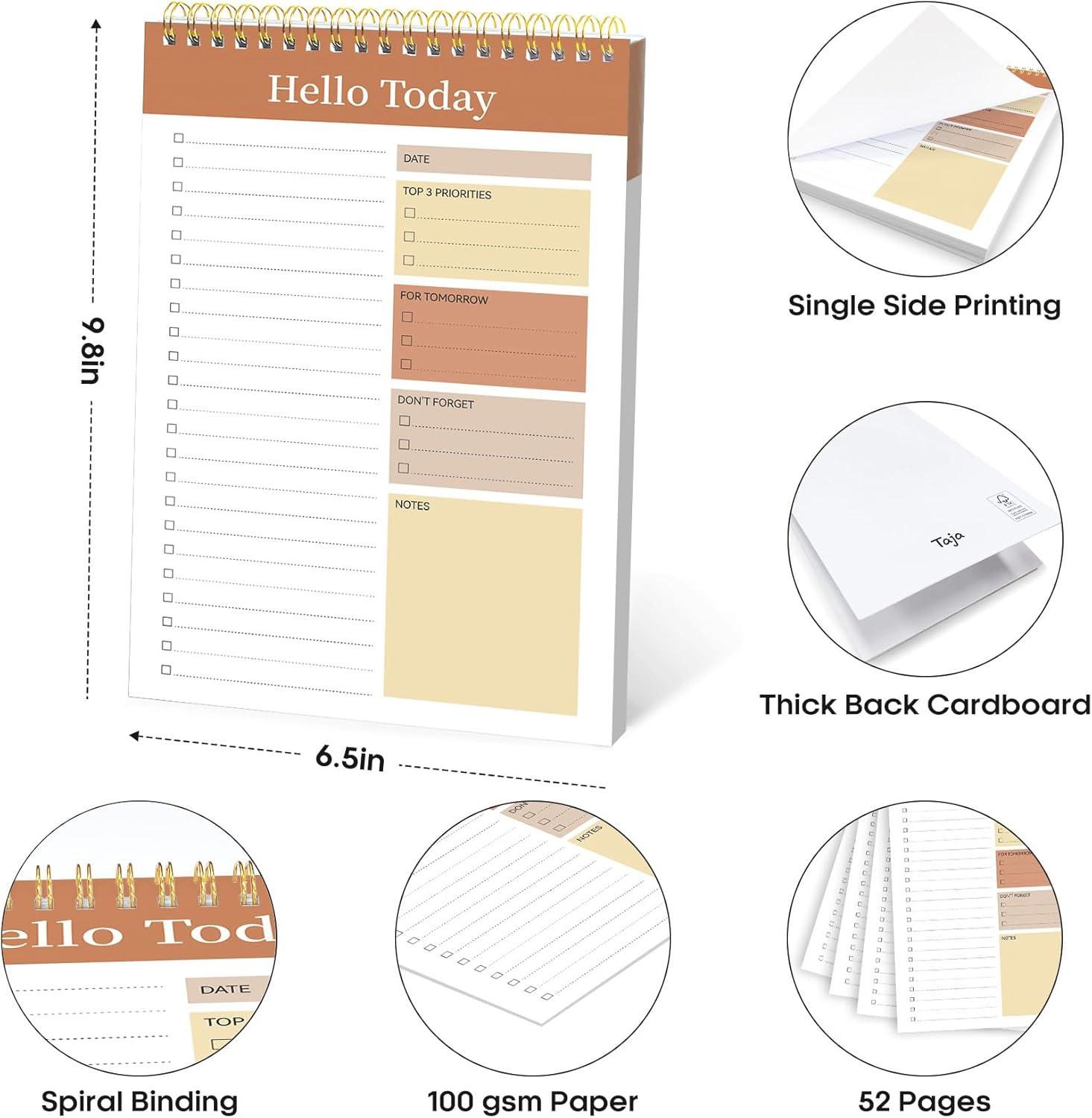 image:imageTaja To Do List Notepad To Do List Notebook for Work with 52 Sheets 98 x 65 Undated Daily Planner Perfect for Daily Tasks and Goal Setting Notepad Suitable for Office Home amp School Greenery SwayzBrown