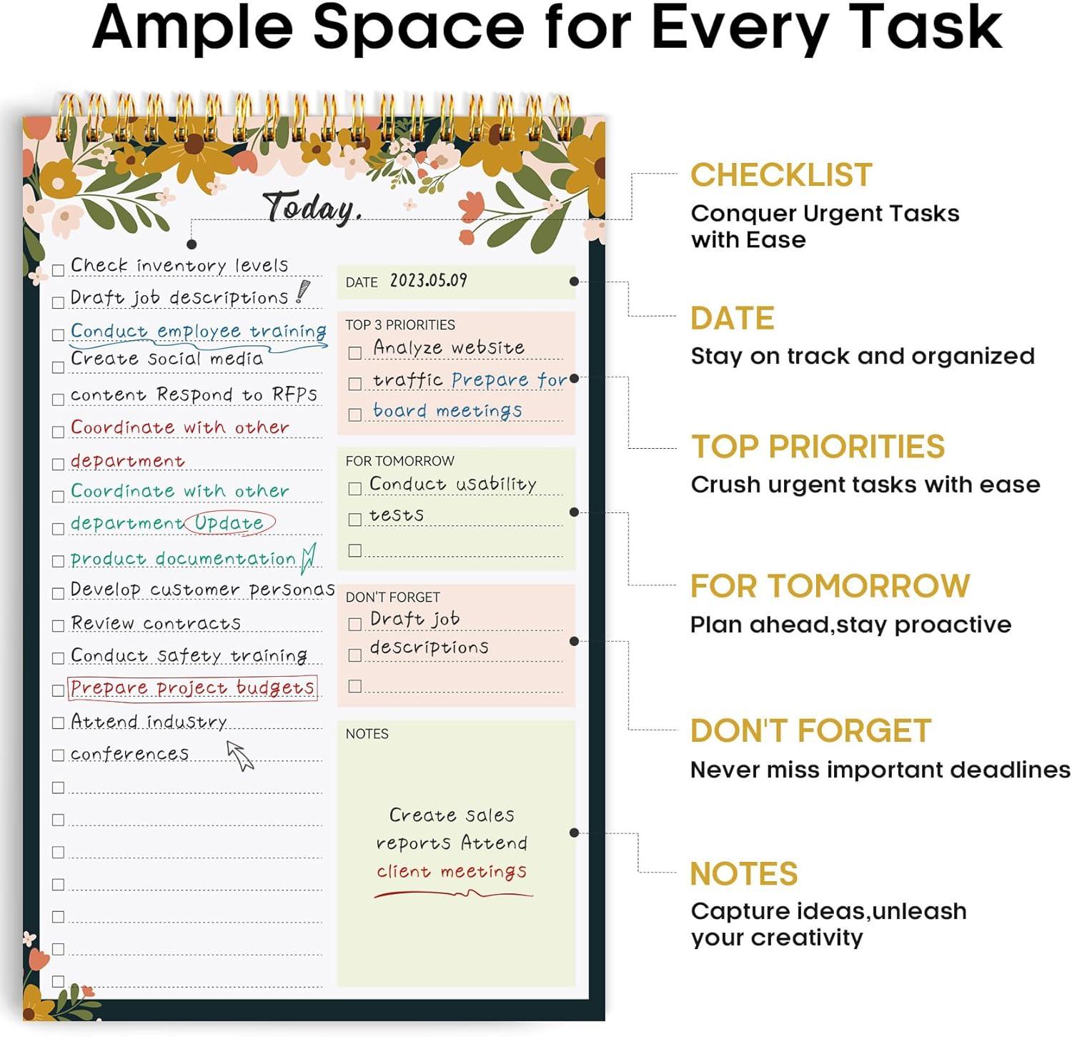 image:imageTaja To Do List Notepad To Do List Notebook for Work with 52 Sheets 98 x 65 Undated Daily Planner Perfect for Daily Tasks and Goal Setting Notepad Suitable for Office Home amp School Greenery SwaygRustic Floral