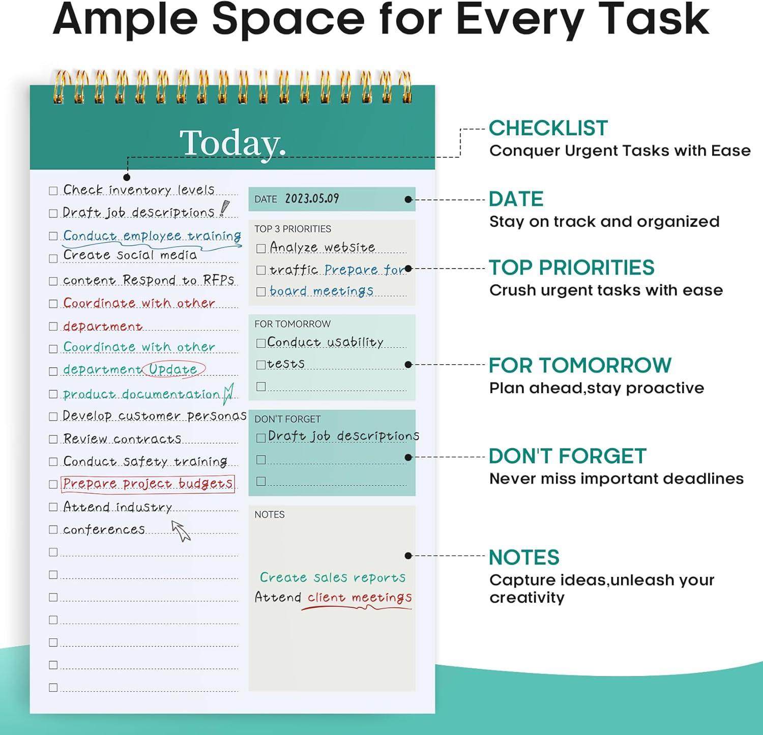 image:imageTaja To Do List Notepad To Do List Notebook for Work with 52 Sheets 98 x 65 Undated Daily Planner Perfect for Daily Tasks and Goal Setting Notepad Suitable for Office Home amp School Greenery SwayzMulti