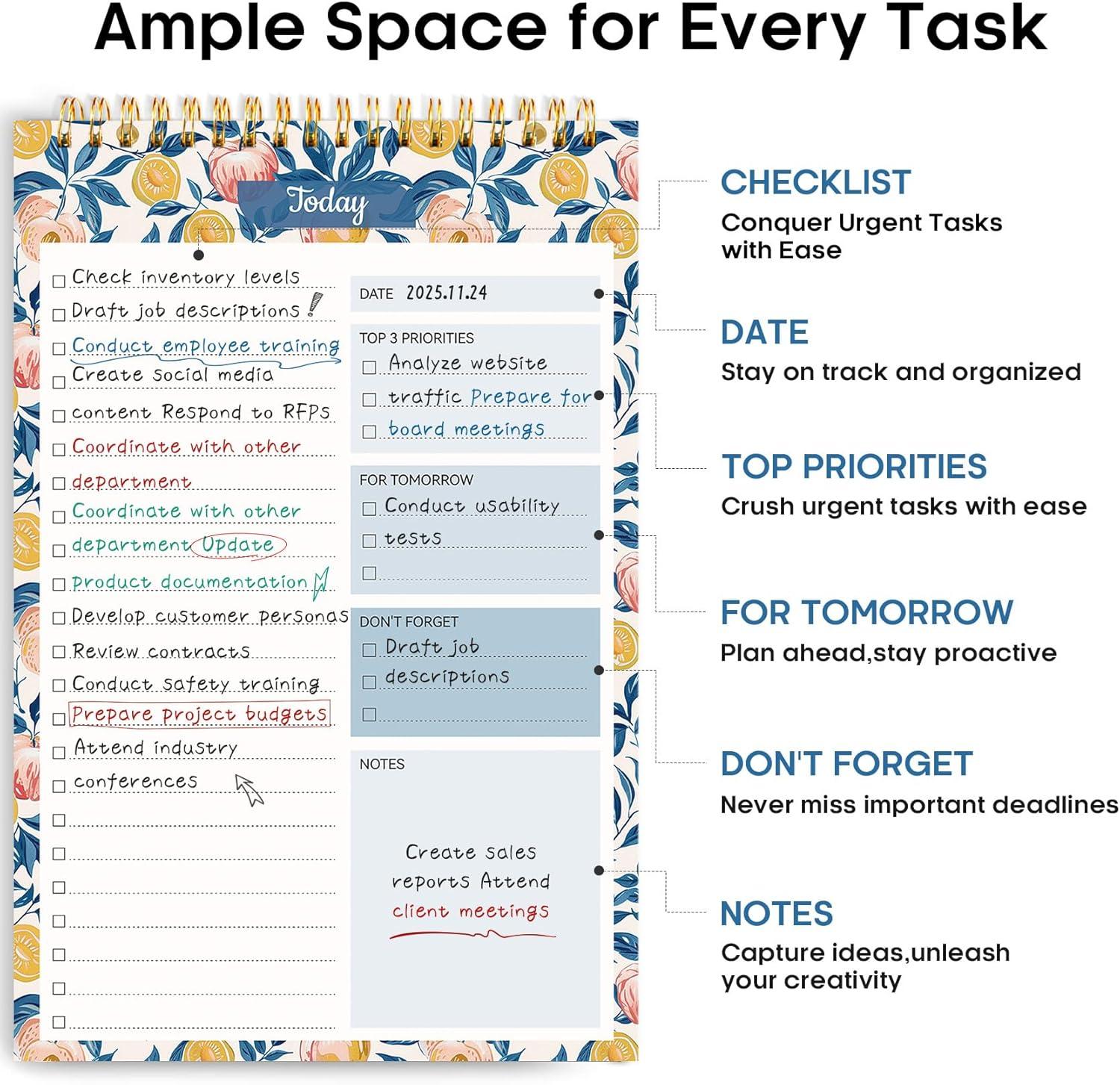 image:imageTaja To Do List Notepad To Do List Notebook for Work with 52 Sheets 98 x 65 Undated Daily Planner Perfect for Daily Tasks and Goal Setting Notepad Suitable for Office Home amp School Greenery SwaysCitrus Grove