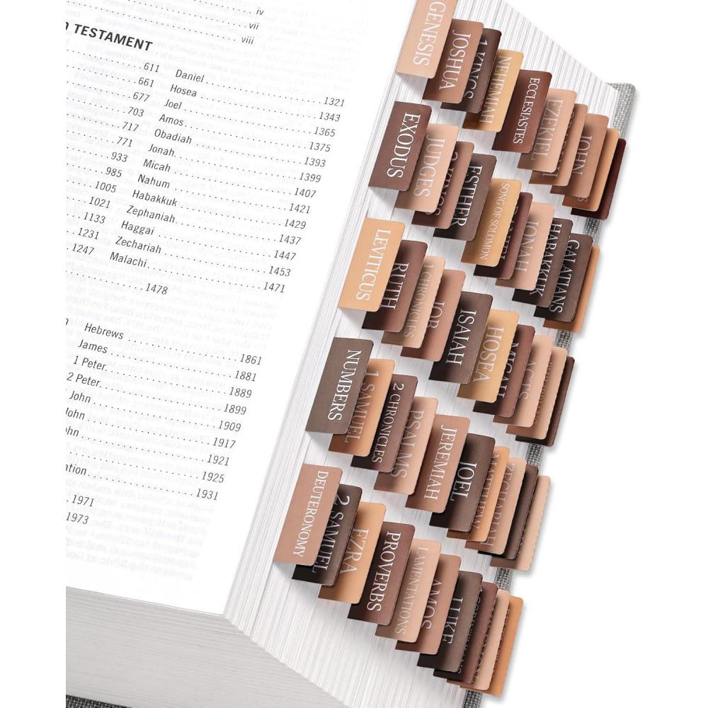 image:imageBible Tabs for Women amp Men Laminated Bible Tabs for Study Bible Large Print Neutral Bible Tabs for Easy Navigation Boho Theme Bible Index TabsKbed of Oak