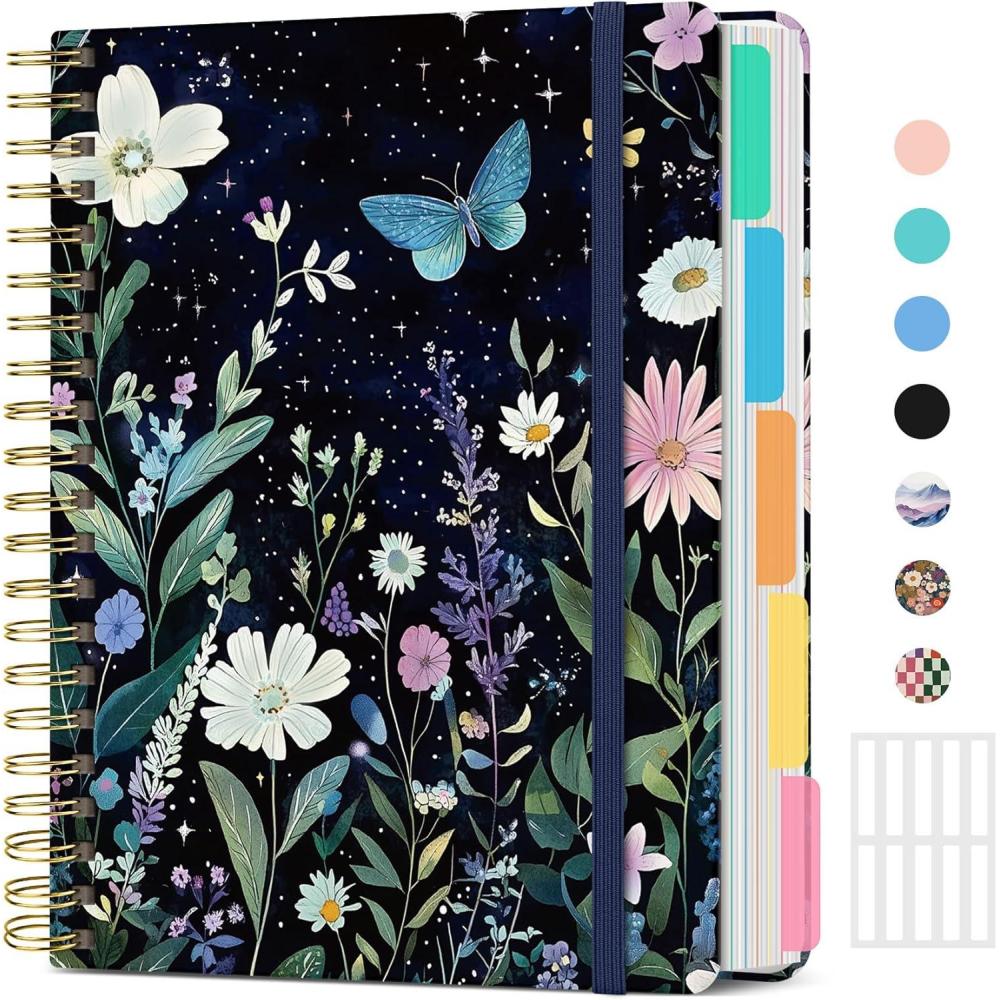 image:imageHardcover Spiral Journal Notebooks for Work With Removable Dividers amp Tabs 85x11 5 Subject Notebook for Note Taking amp Organizer A4 College Ruled Lined Journal for Women amp Writing Green 280 PagesLCelestial Garde