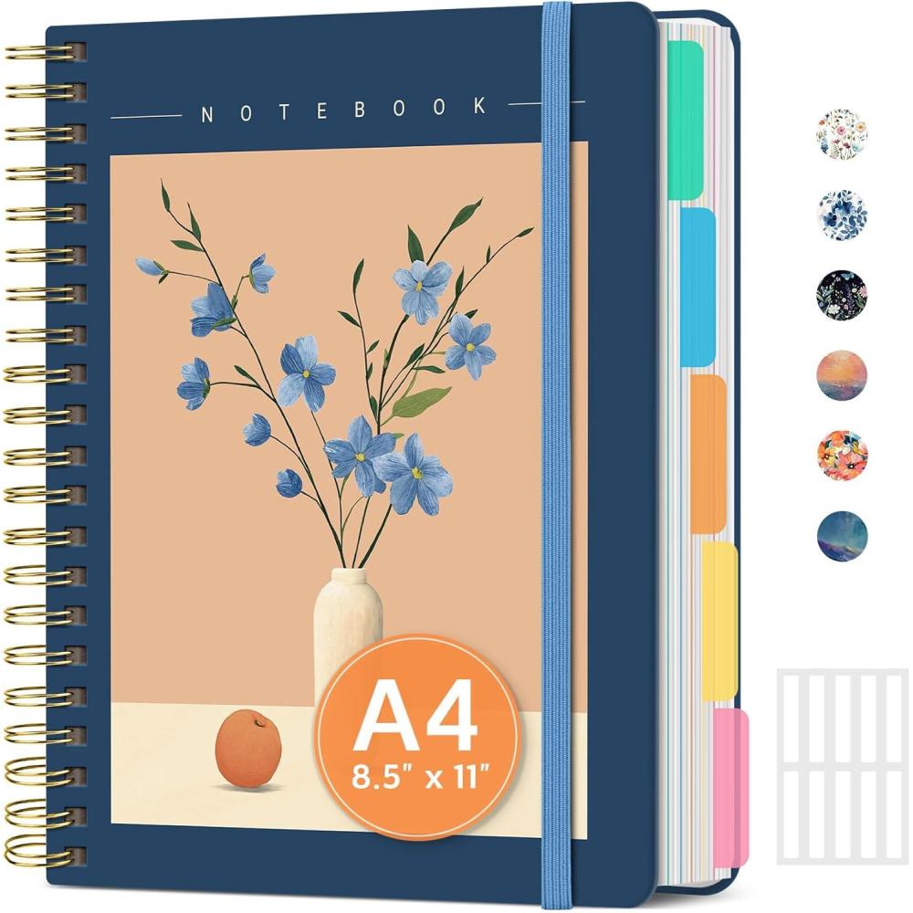 image:imageLarge Spiral Lined Notebooks for Work with Removable Dividers amp Tabs 85x11 Pretty Hardcover 5 Subject Notebook Journal for Women College Ruled Perfect for Study amp Office Organization 280 PagesWildflowersH Soft Balance