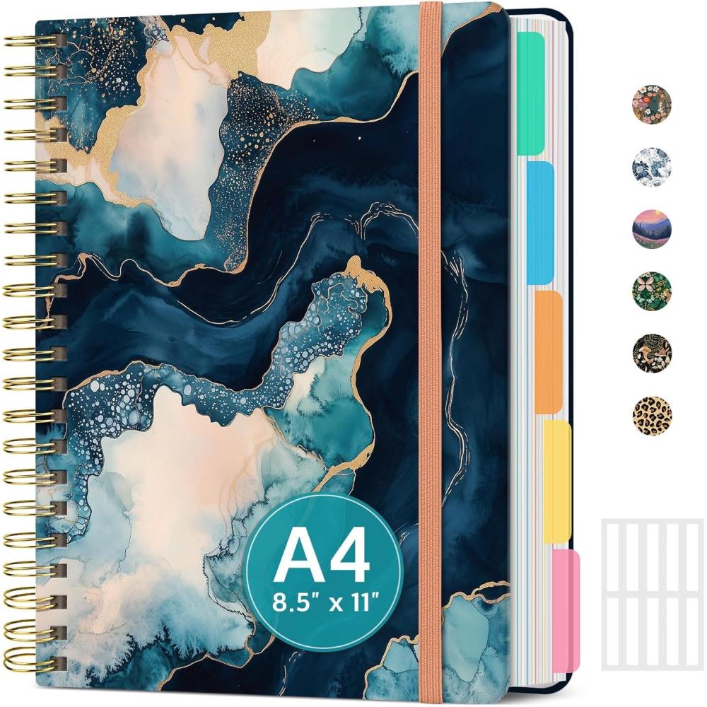 image:imageLarge Spiral Notebook with Dividers amp Tabs 85 x 11 Hardcover 5 Subject Notebook for Work 280 pages College Ruled Cute Journal for Women Perfect for Study amp Office Note Taking GardenMGolden Dusk
