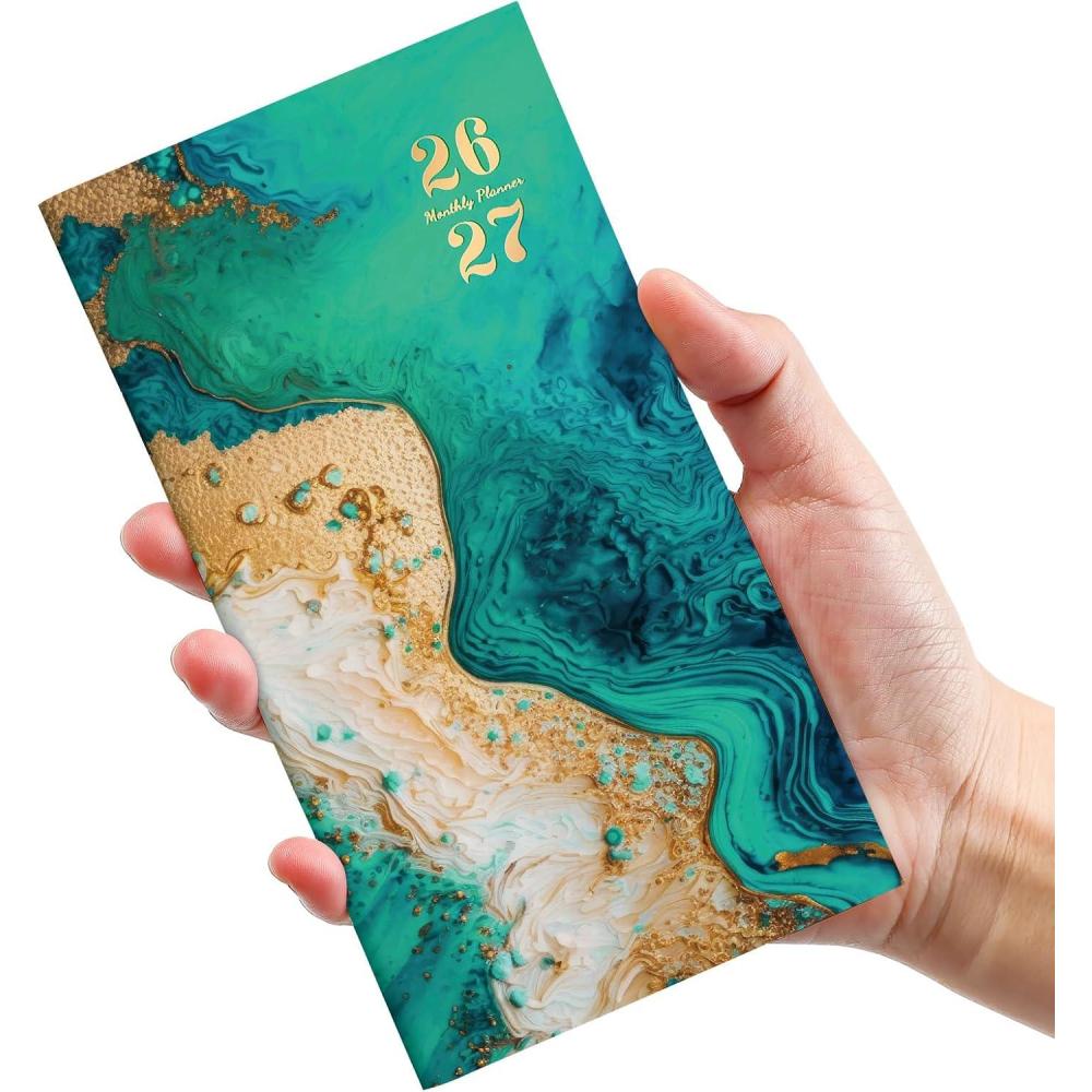image:imagePocket Calendar 20262027 for Purse Two Year Monthly Planner Pocket Size Jan 2026 to Dec 2027 Monthly Planner Small Size 65 x 35 Color SplashIEmerald Shores