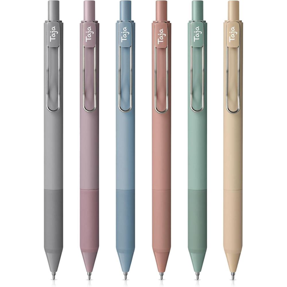 image:imageTaja 12 Pack Aesthetic Highlighters and Gel Pens Set 6 NoBleed Pastel Highlighters and 6 Black Ink Pens for Bible Study Journaling School and Office SuppliesVintage