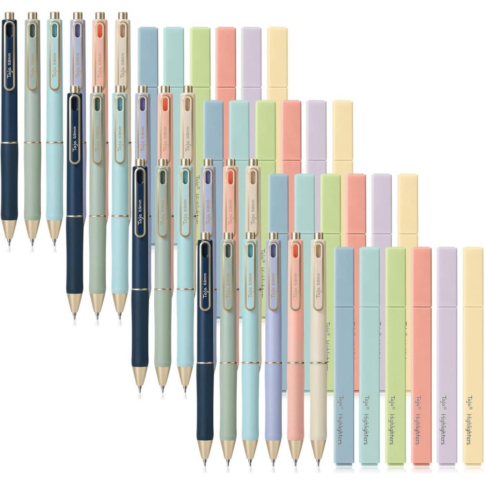 image:imageTaja 12 Pack Bible Highlighters and Pens Set No Bleed 6 Aesthetic Pastel Highlighters and 6 Black Ink Pens for Bible Study Journaling School and Office Supplies48