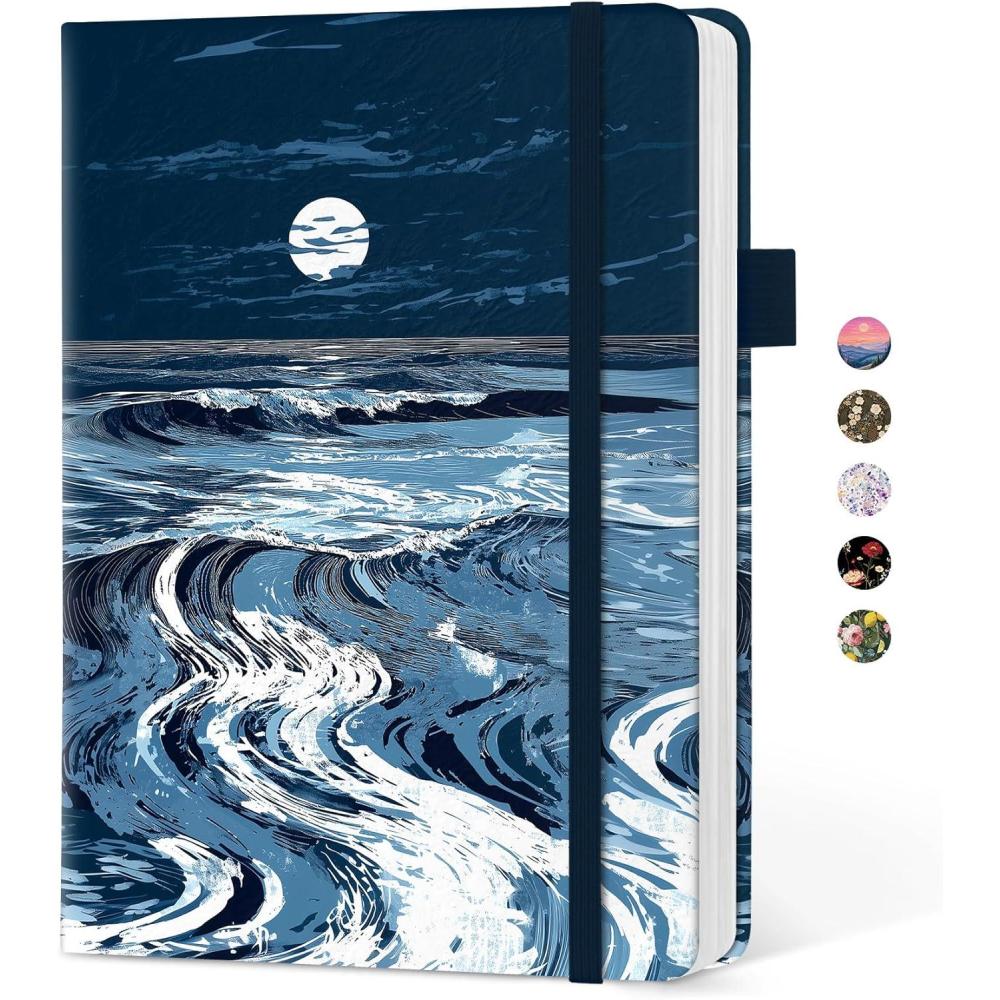 image:imageTaja Aesthetic Lined Journal for Women Pretty 6 x 8 Notebook for Work amp Note with 160 College Ruled Pages Hardcover Leather Notebook for Journaling Note Taking Bible Study Dreamscape HillsOMoonlit Waves