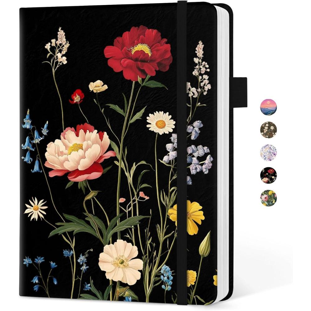 image:imageTaja Aesthetic Lined Journal for Women Pretty 6 x 8 Notebook for Work amp Note with 160 College Ruled Pages Hardcover Leather Notebook for Journaling Note Taking Bible Study Dreamscape HillsEPeony Bloom