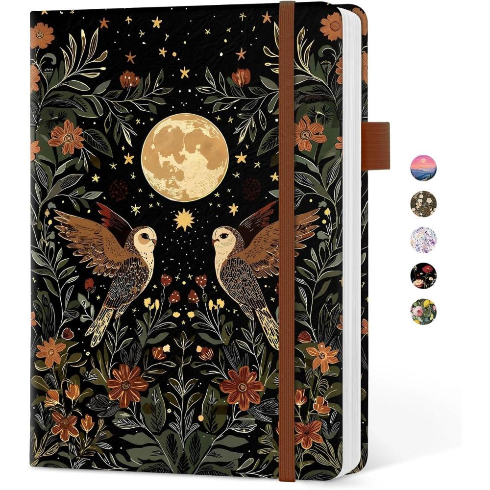 image:imageTaja Aesthetic Lined Journal for Women Pretty 6 x 8 Notebook for Work amp Note with 160 College Ruled Pages Hardcover Leather Notebook for Journaling Note Taking Bible Study Dreamscape HillsUMoonlight Owls