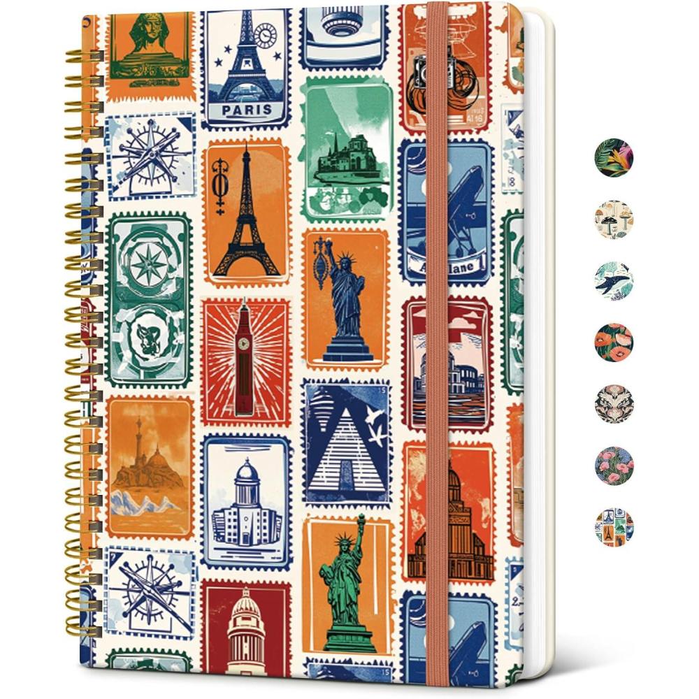 image:imageTaja Lined Spiral Journal Notebook for Women A5 Cute College Ruled Hardcover Notebook for Work amp Note Taking Pretty Journal for Writing 140 Pages Flower GardenbWanderlust Stamps