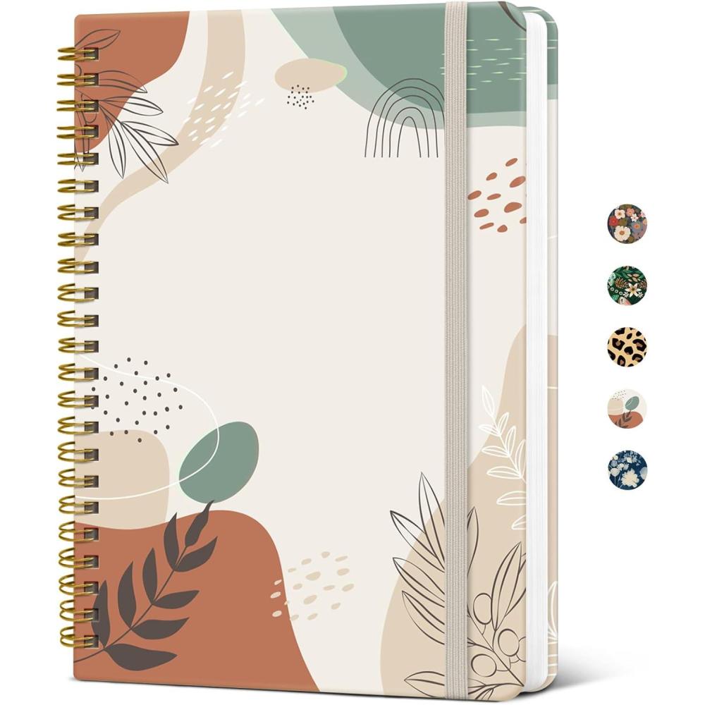 image:imageTaja Lined Spiral Journal Notebook for Women A5 Cute College Ruled Hardcover Notebook for Work amp Note Taking Pretty Journal for Writing 140 Pages Flower GardensAbstract