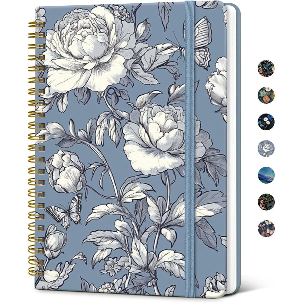 image:imageTaja Lined Spiral Journal Notebook for Women A5 Cute College Ruled Hardcover Notebook for Work amp Note Taking Pretty Journal for Writing 140 Pages Flower GardenmButterfly Peony