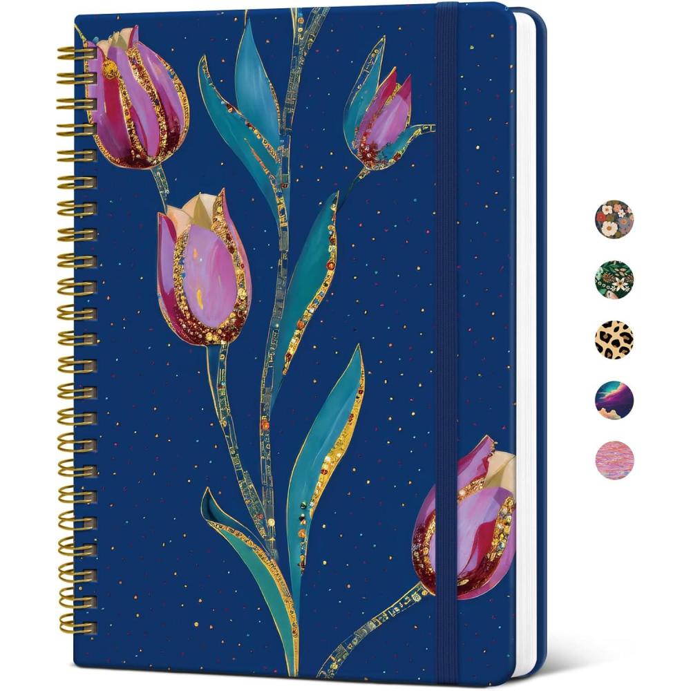 image:imageTaja Lined Spiral Journal Notebook for Women A5 Cute College Ruled Hardcover Notebook for Work amp Note Taking Pretty Journal for Writing 140 Pages Flower GardenpTulip