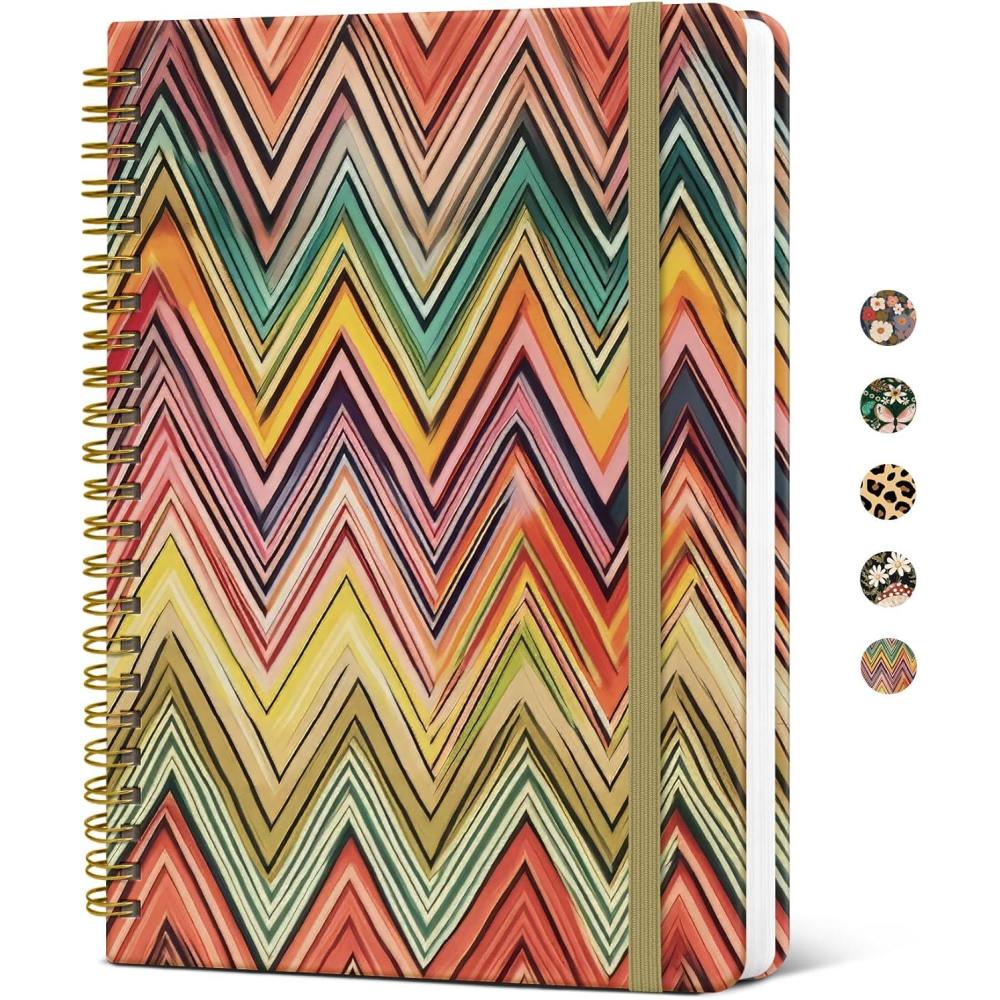 image:imageTaja Lined Spiral Journal Notebook for Women A5 Cute College Ruled Hardcover Notebook for Work amp Note Taking Pretty Journal for Writing 140 Pages Flower GardenrRetro Weave