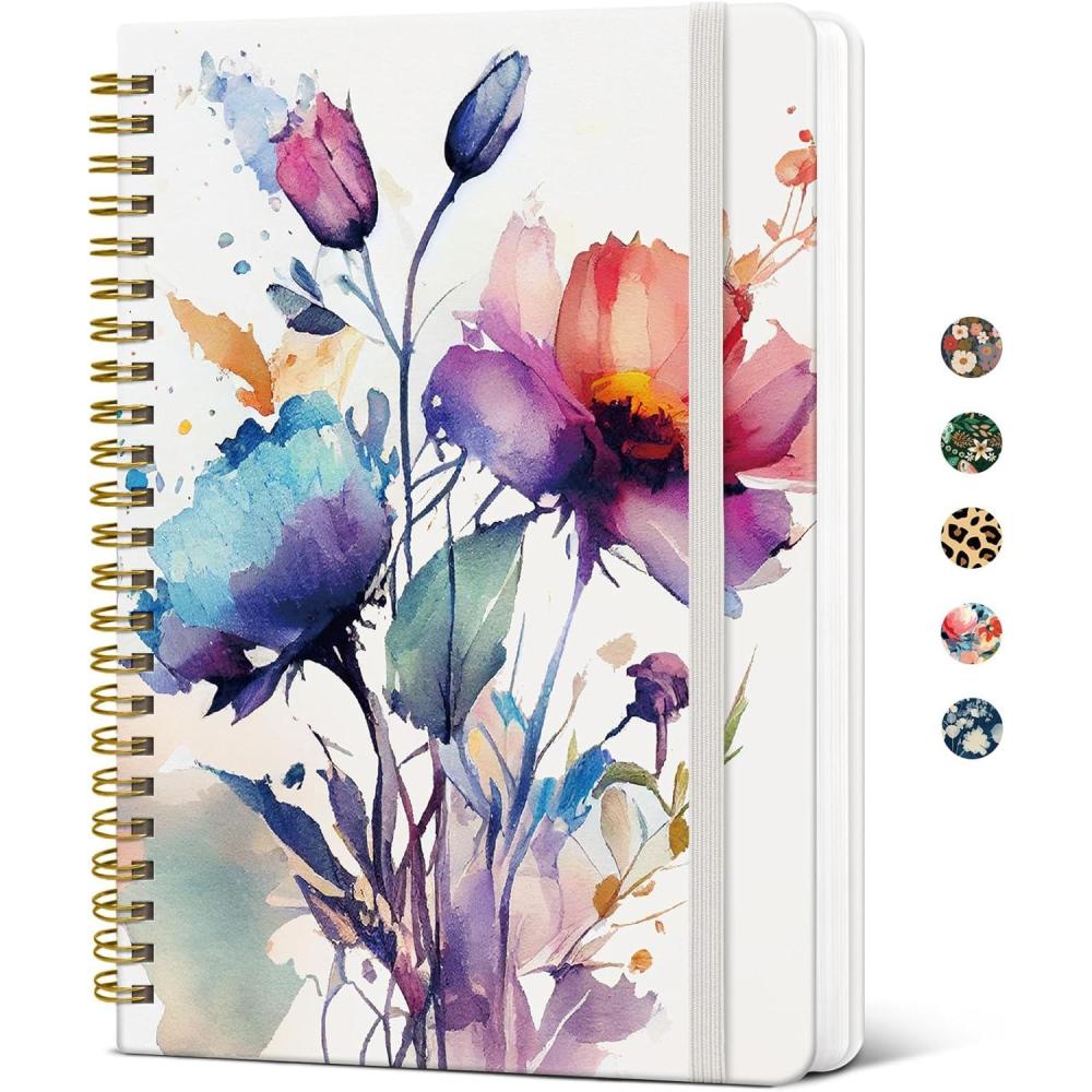 image:imageTaja Lined Spiral Journal Notebook for Women A5 Cute College Ruled Hardcover Notebook for Work amp Note Taking Pretty Journal for Writing 140 Pages Flower GardennPainted Bloom