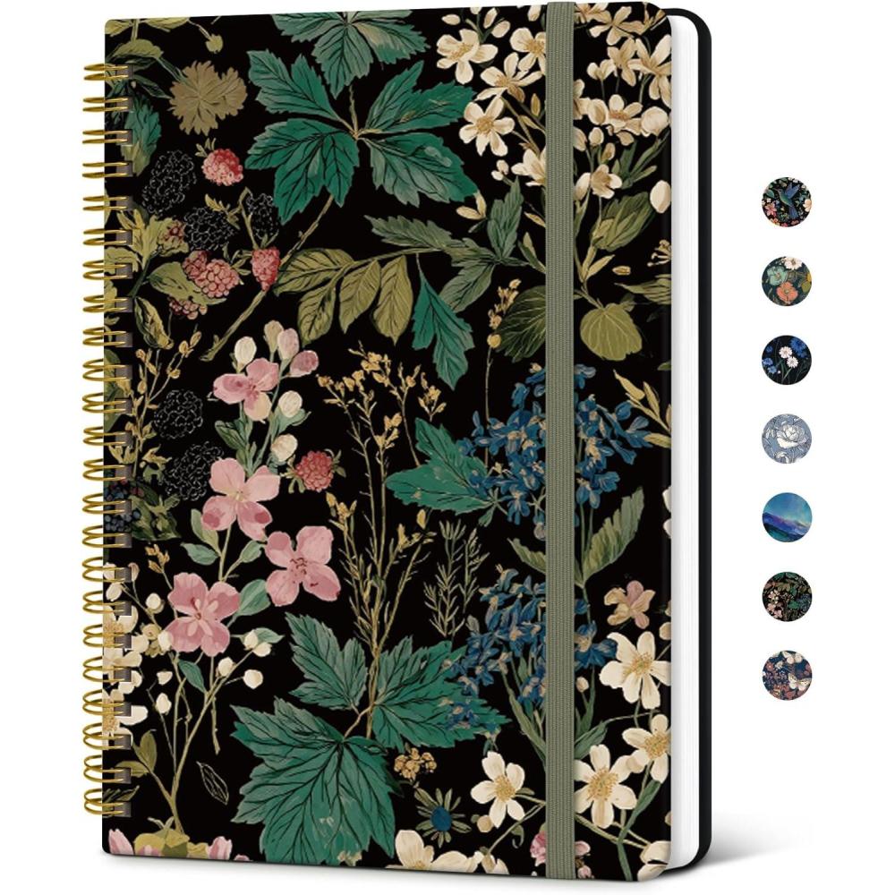 image:imageTaja Lined Spiral Journal Notebook for Women A5 Cute College Ruled Hardcover Notebook for Work amp Note Taking Pretty Journal for Writing 140 Pages Flower GardenrForest Botanica