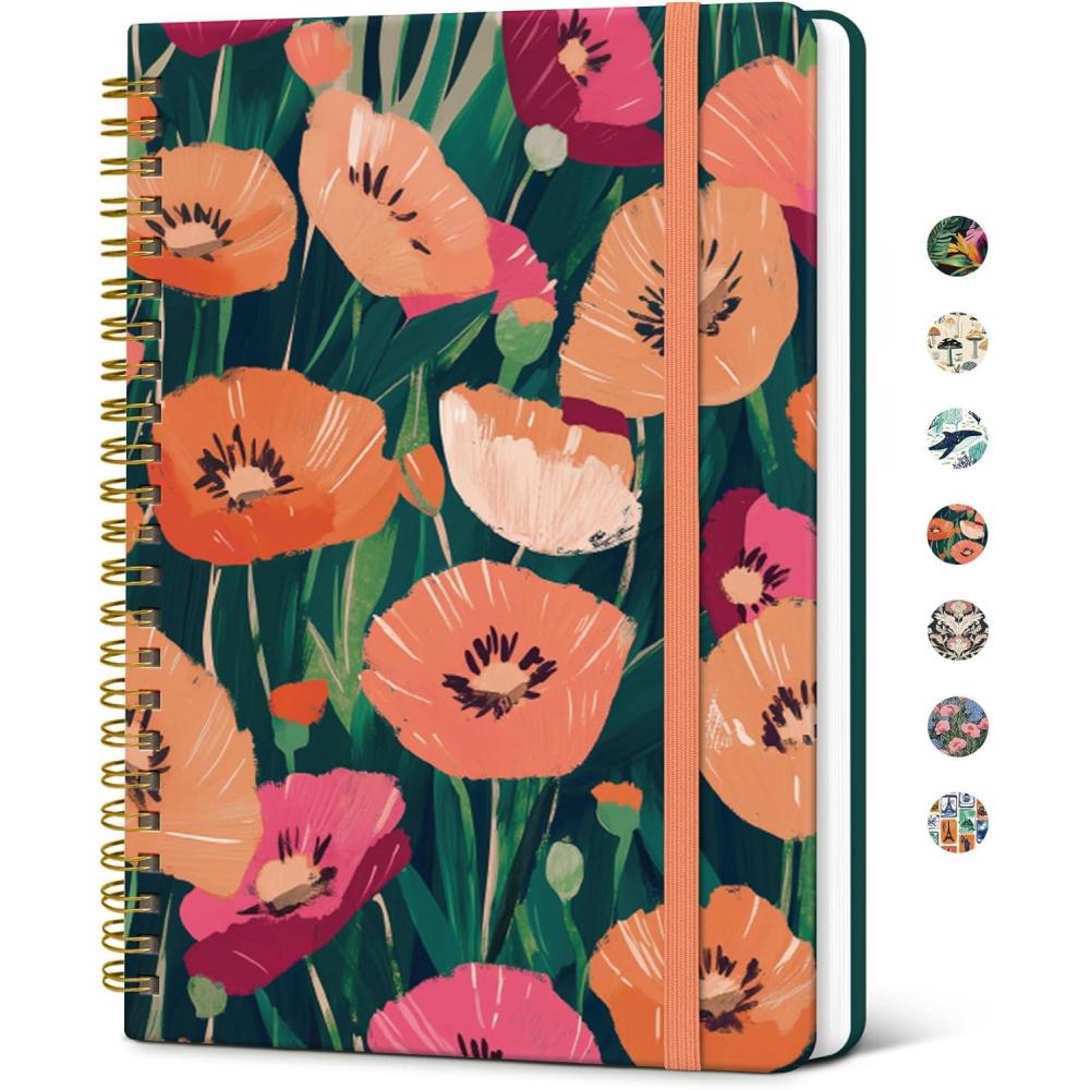 image:imageTaja Lined Spiral Journal Notebook for Women A5 Cute College Ruled Hardcover Notebook for Work amp Note Taking Pretty Journal for Writing 140 Pages Flower GardentGolden Blush