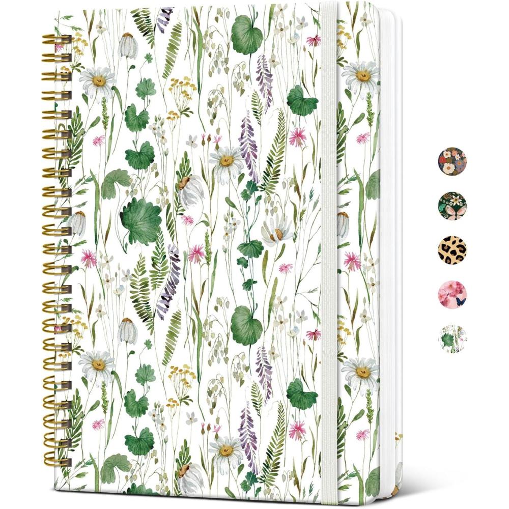 image:imageTaja Lined Spiral Journal Notebook for Women A5 Cute College Ruled Hardcover Notebook for Work amp Note Taking Pretty Journal for Writing 140 Pages Flower GardentWild Flowers
