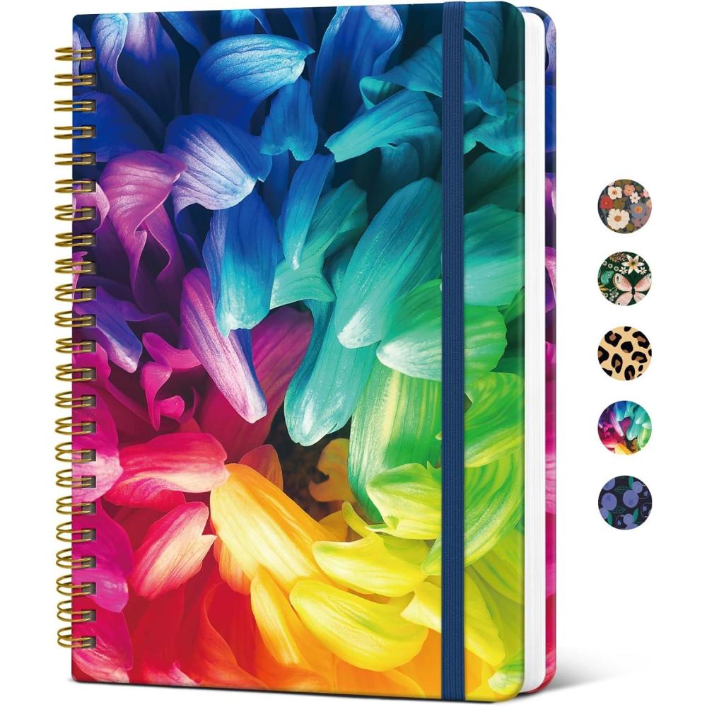 image:imageTaja Lined Spiral Journal Notebook for Women A5 Cute College Ruled Hardcover Notebook for Work amp Note Taking Pretty Journal for Writing 140 Pages Flower GardenkVibrant Petal