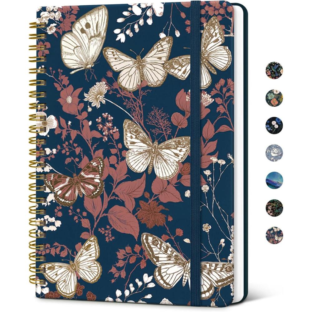 image:imageTaja Lined Spiral Journal Notebook for Women A5 Cute College Ruled Hardcover Notebook for Work amp Note Taking Pretty Journal for Writing 140 Pages Flower GardenkGolden Flutter