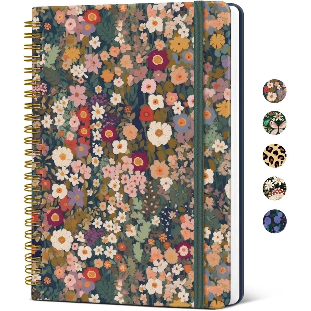 image:imageTaja Lined Spiral Journal Notebook for Women A5 Cute College Ruled Hardcover Notebook for Work amp Note Taking Pretty Journal for Writing 140 Pages Flower GardenaGarden