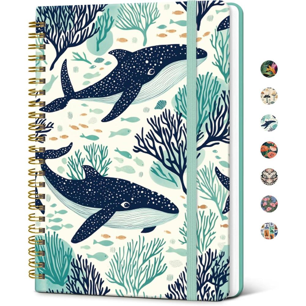 image:imageTaja Lined Spiral Journal Notebook for Women A5 Cute College Ruled Hardcover Notebook for Work amp Note Taking Pretty Journal for Writing 140 Pages Flower GardenoDrifting Whales