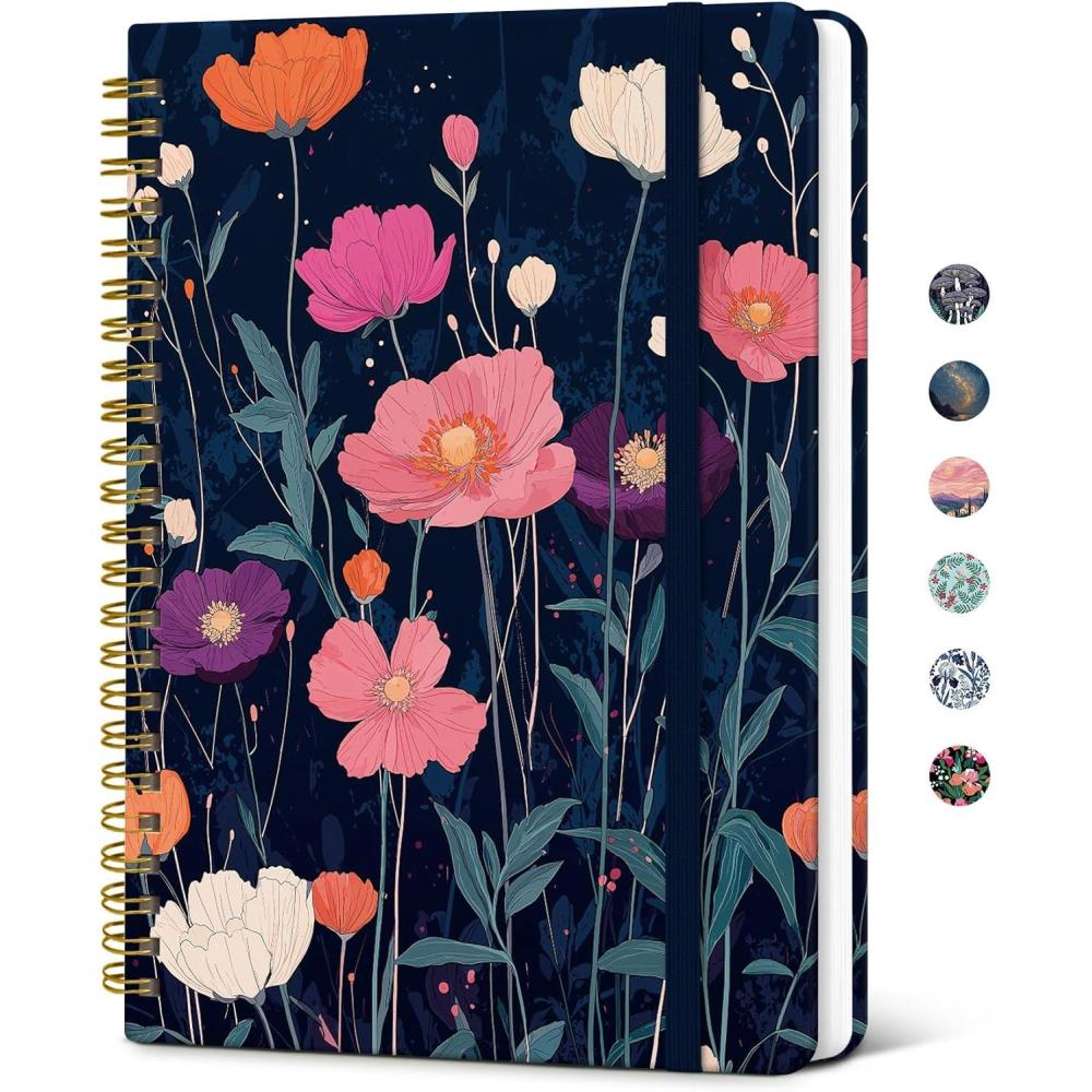 image:imageTaja Lined Spiral Journal Notebook for Women Pretty College Ruled Notebook for Work amp Note Taking A5 Hardcover Journal for Writing Cute Aesthetic 140 Pages ButterflyDStarlit Blooms