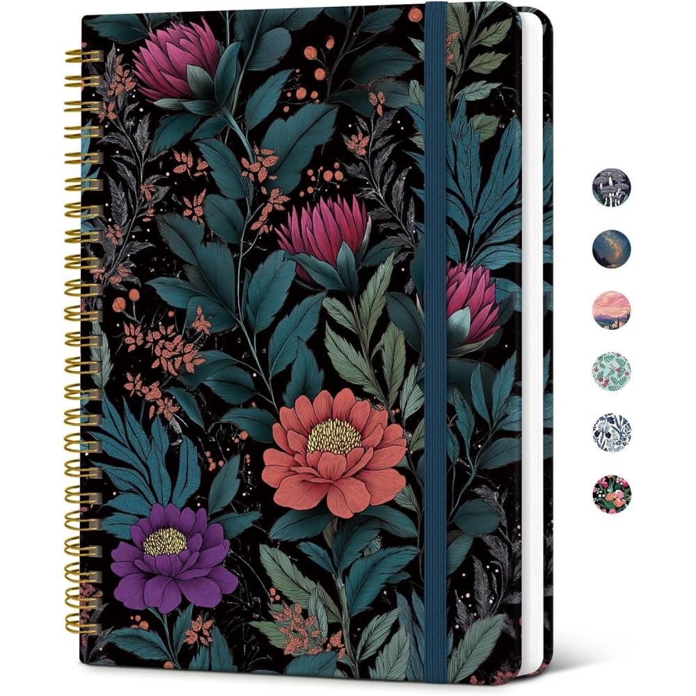 image:imageTaja Lined Spiral Journal Notebook for Women Pretty College Ruled Notebook for Work amp Note Taking A5 Hardcover Journal for Writing Cute Aesthetic 140 Pages ButterflyOVelvet Botanicals