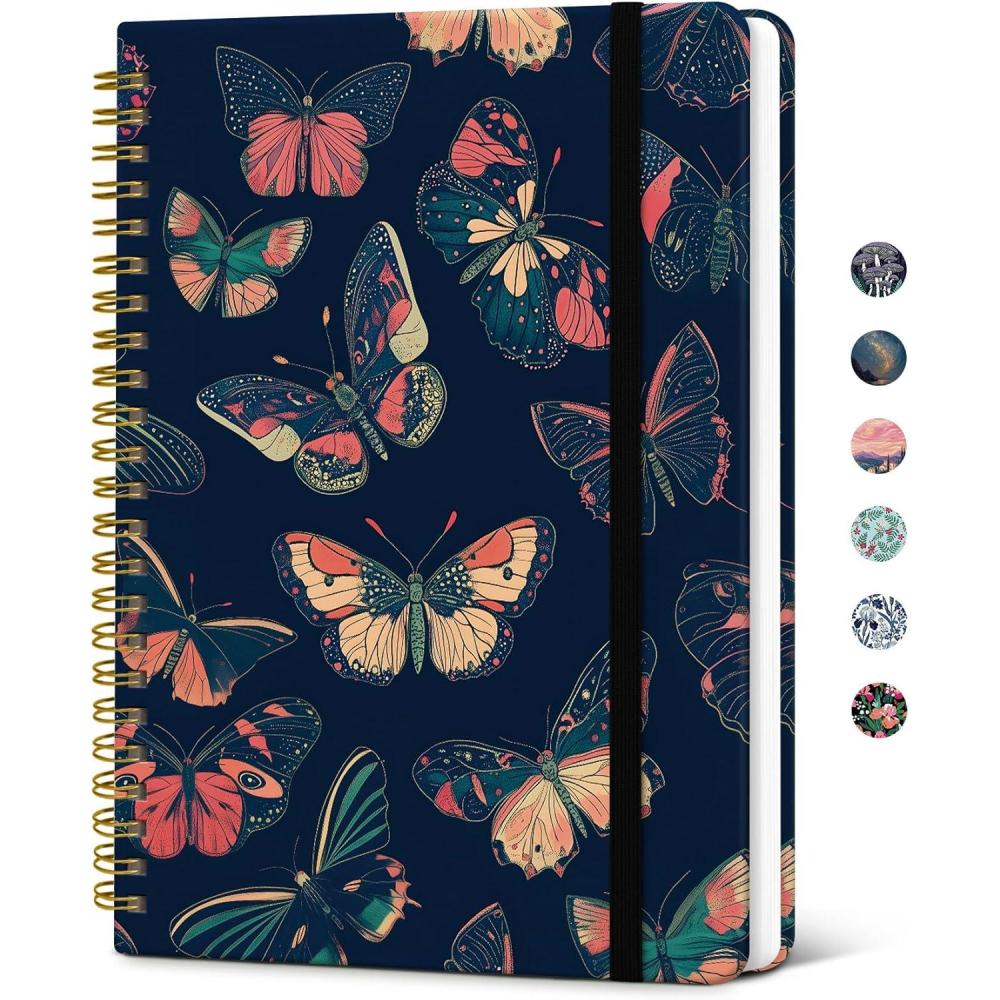 image:imageTaja Lined Spiral Journal Notebook for Women Pretty College Ruled Notebook for Work amp Note Taking A5 Hardcover Journal for Writing Cute Aesthetic 140 Pages ButterflySVelvet Wings