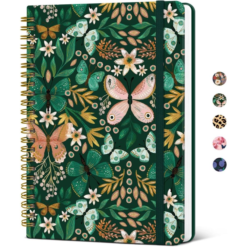 image:imageTaja Lined Spiral Journal Notebook for Women Pretty College Ruled Notebook for Work amp Note Taking A5 Hardcover Journal for Writing Cute Aesthetic 140 Pages ButterflyAButterfly