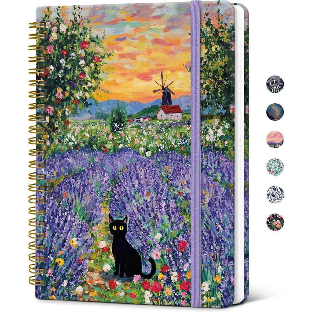 image:imageTaja Lined Spiral Journal Notebook for Women Pretty College Ruled Notebook for Work amp Note Taking A5 Hardcover Journal for Writing Cute Aesthetic 140 Pages ButterflyWLavender Dusk