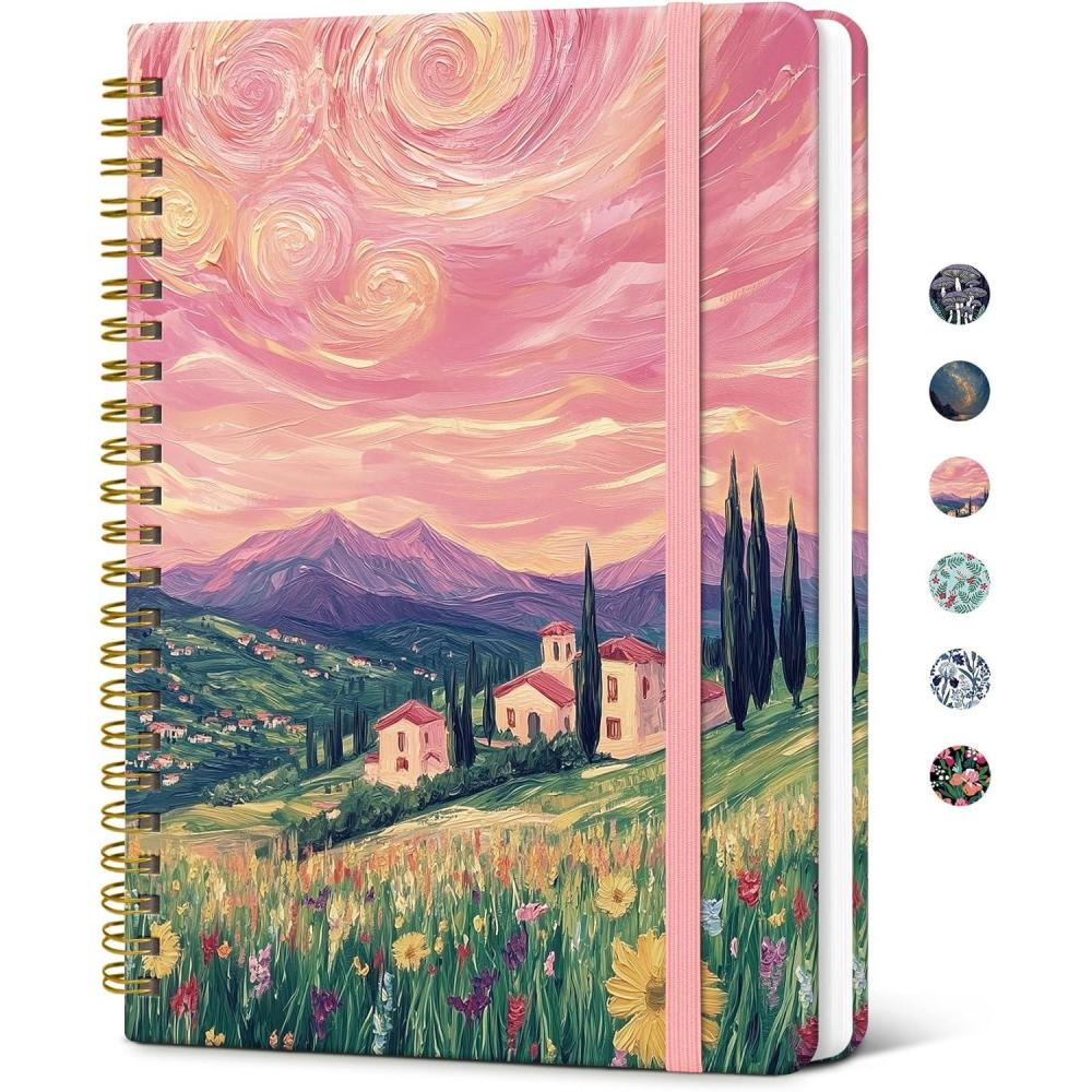 image:imageTaja Lined Spiral Journal Notebook for Women Pretty College Ruled Notebook for Work amp Note Taking A5 Hardcover Journal for Writing Cute Aesthetic 140 Pages ButterflyJWhirling Skies