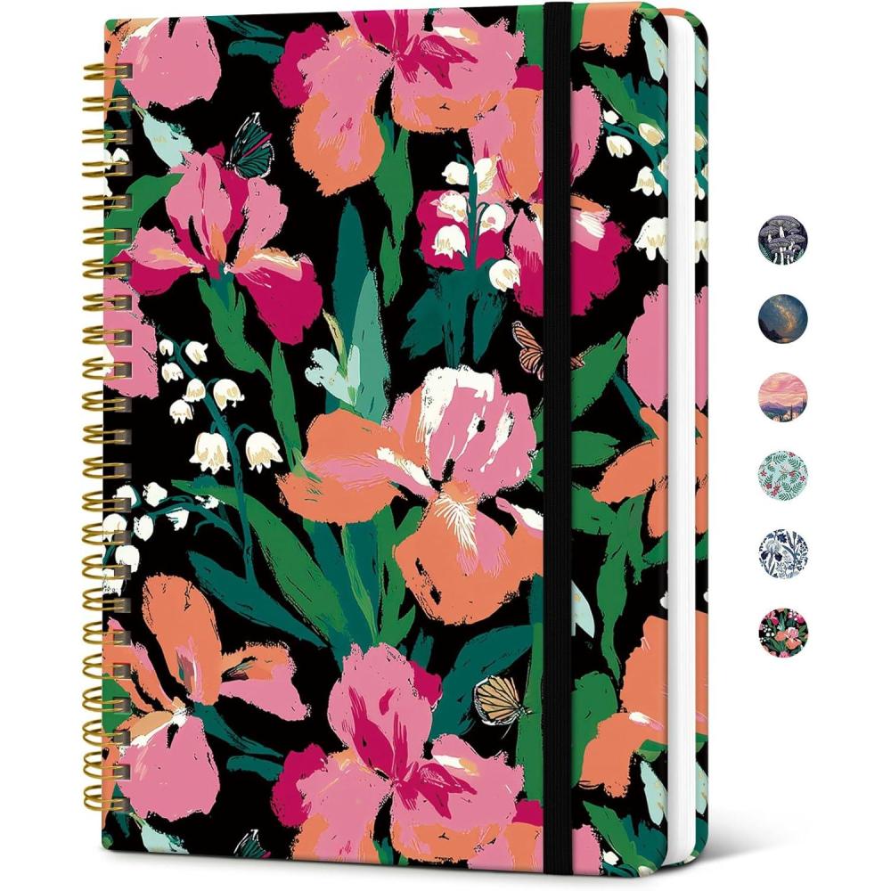 image:imageTaja Lined Spiral Journal Notebook for Women Pretty College Ruled Notebook for Work amp Note Taking A5 Hardcover Journal for Writing Cute Aesthetic 140 Pages ButterflyXBlossom Drift
